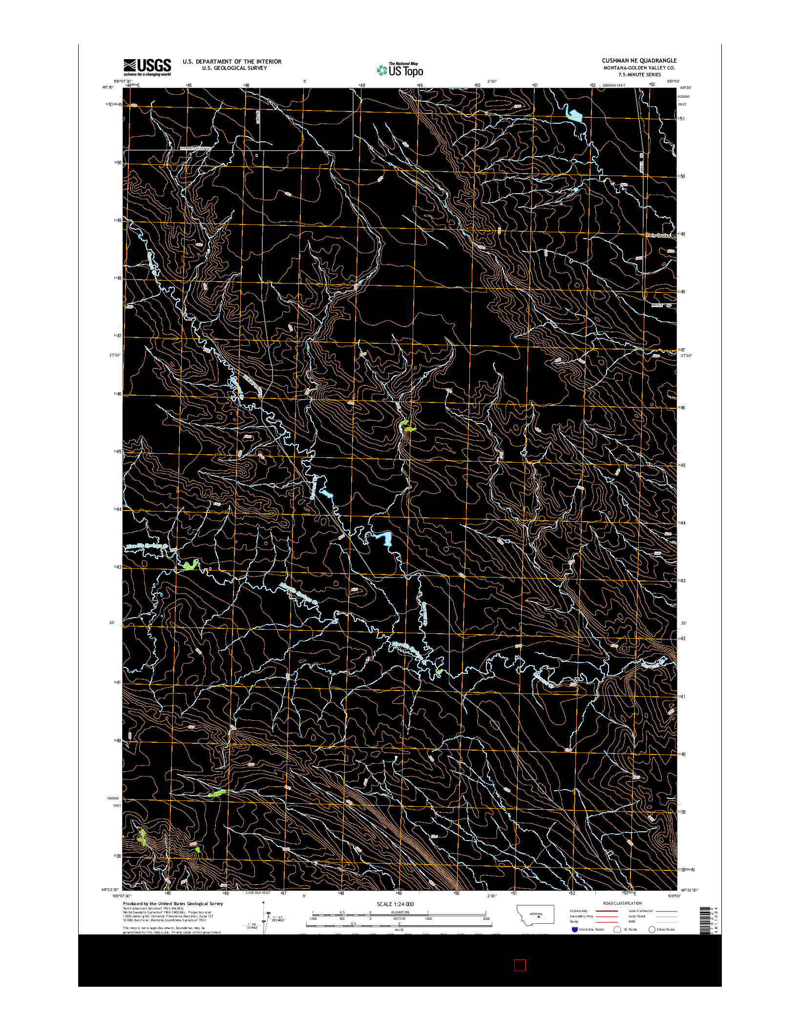 USGS US TOPO 7.5-MINUTE MAP FOR CUSHMAN NE, MT 2014