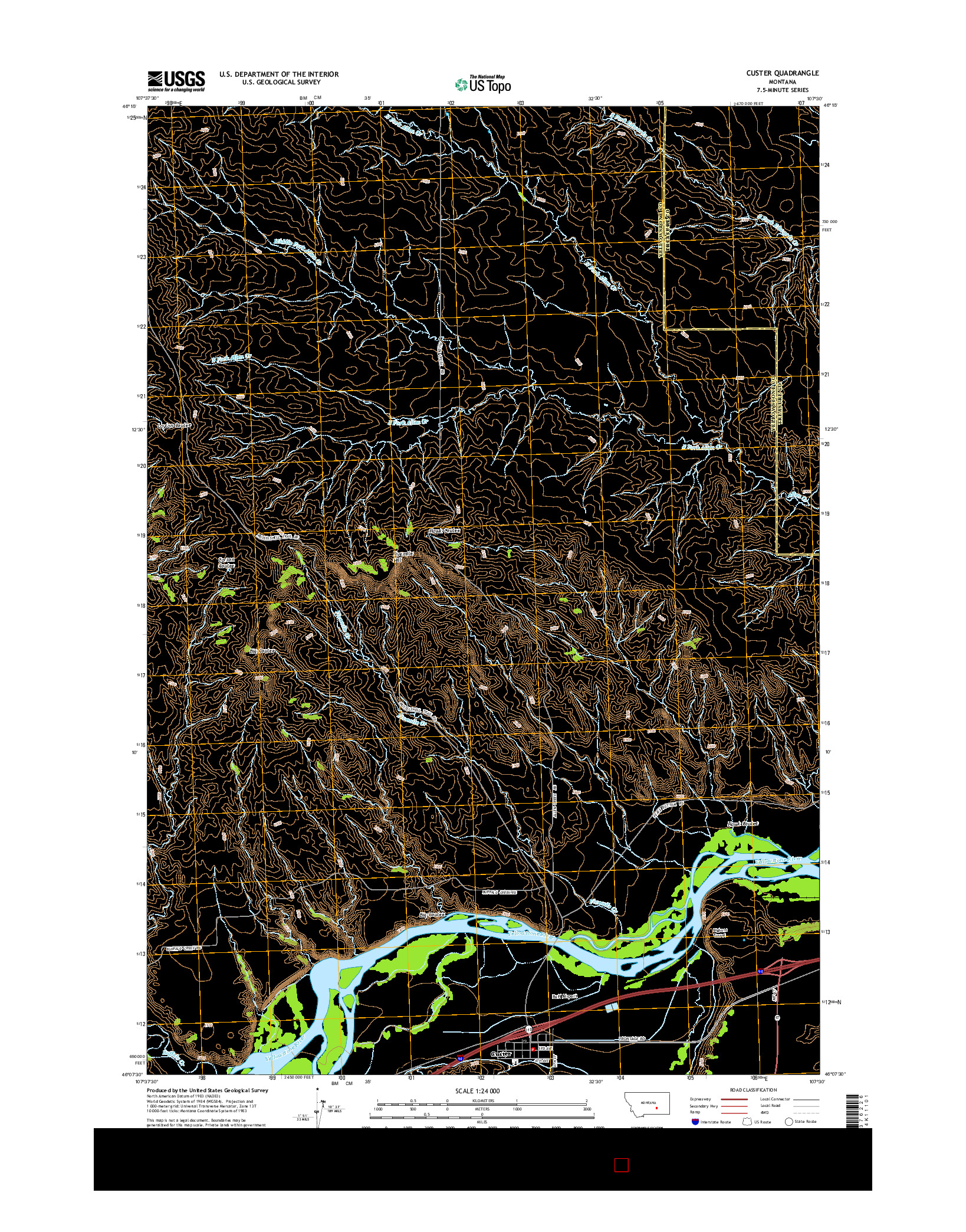 USGS US TOPO 7.5-MINUTE MAP FOR CUSTER, MT 2014