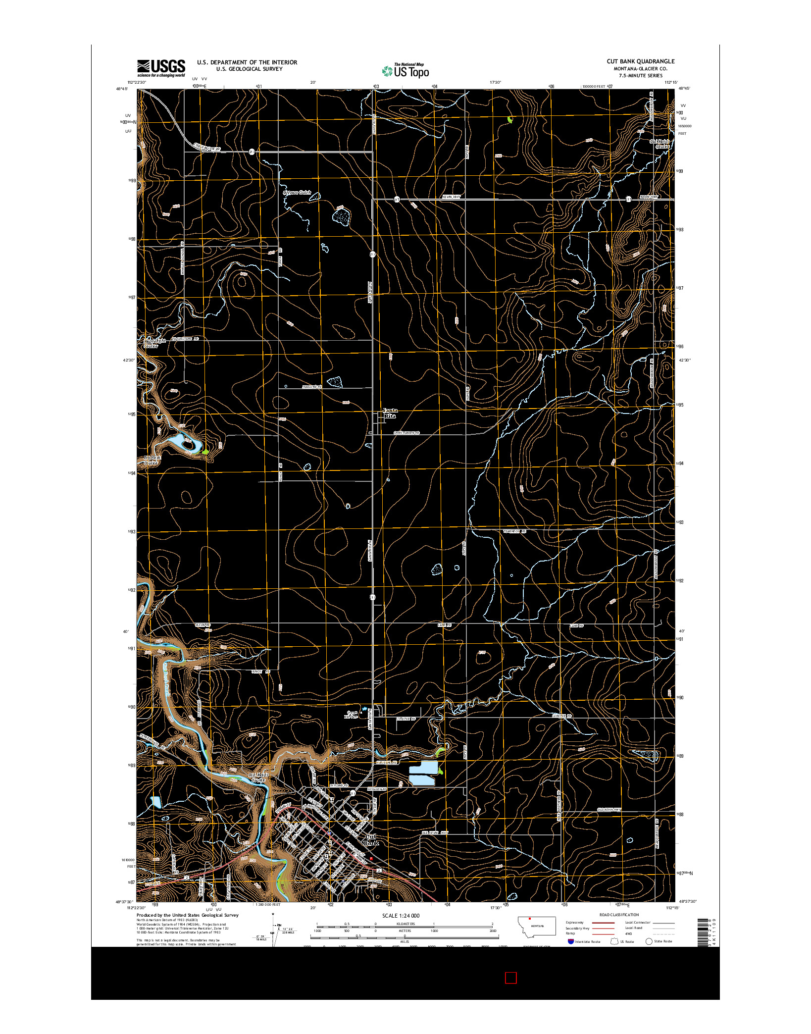 USGS US TOPO 7.5-MINUTE MAP FOR CUT BANK, MT 2014