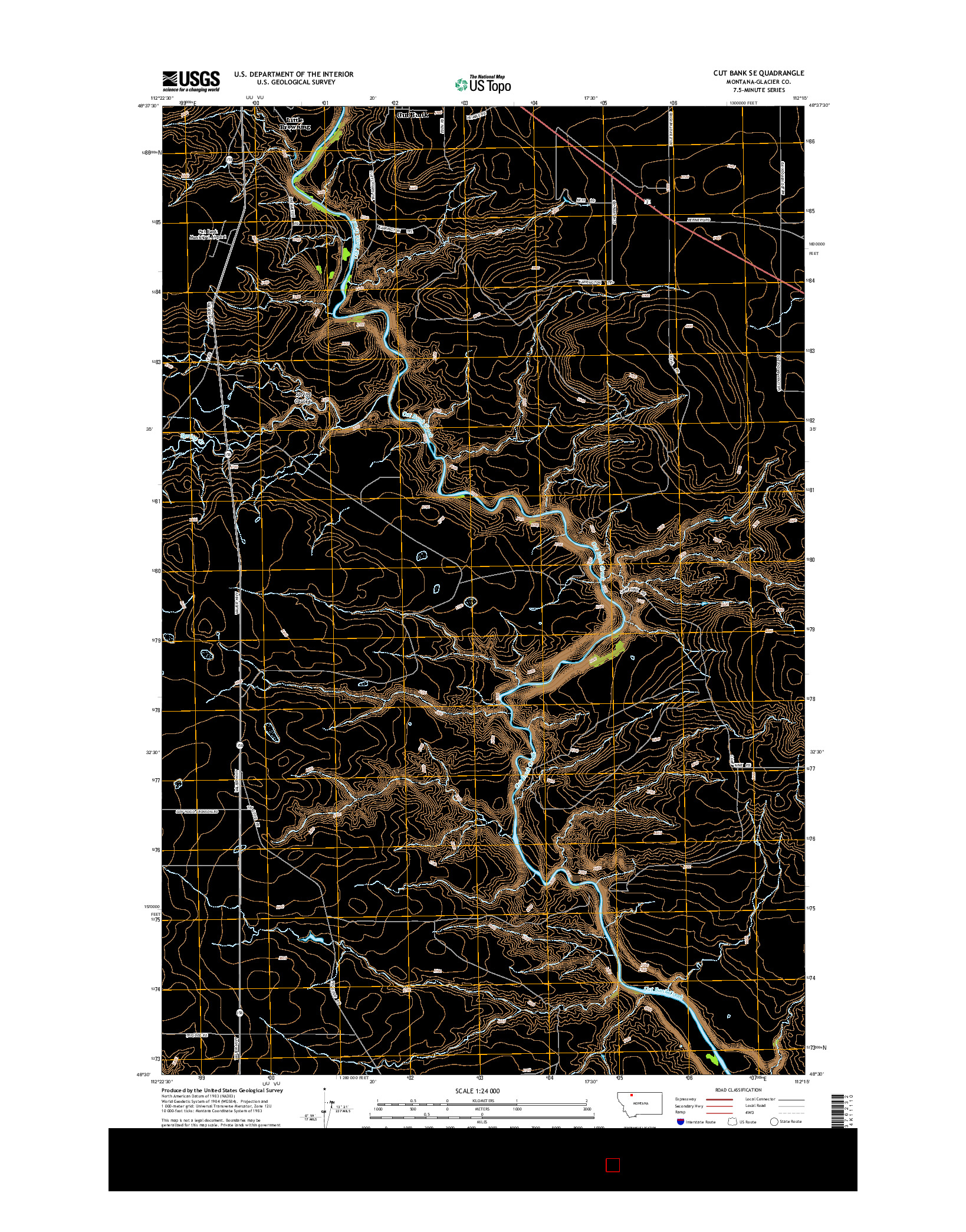 USGS US TOPO 7.5-MINUTE MAP FOR CUT BANK SE, MT 2014
