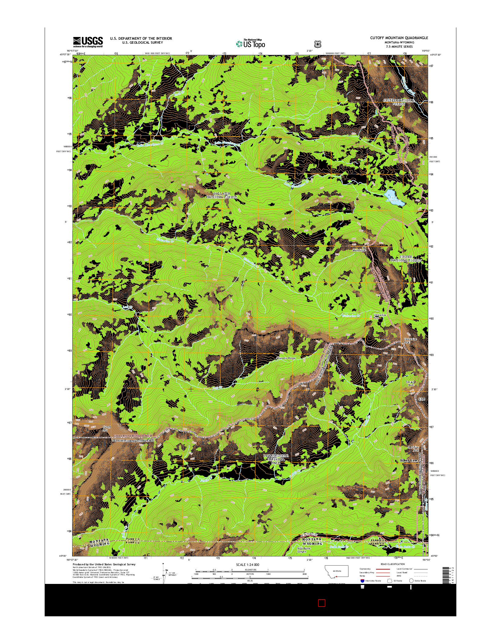 USGS US TOPO 7.5-MINUTE MAP FOR CUTOFF MOUNTAIN, MT-WY 2014