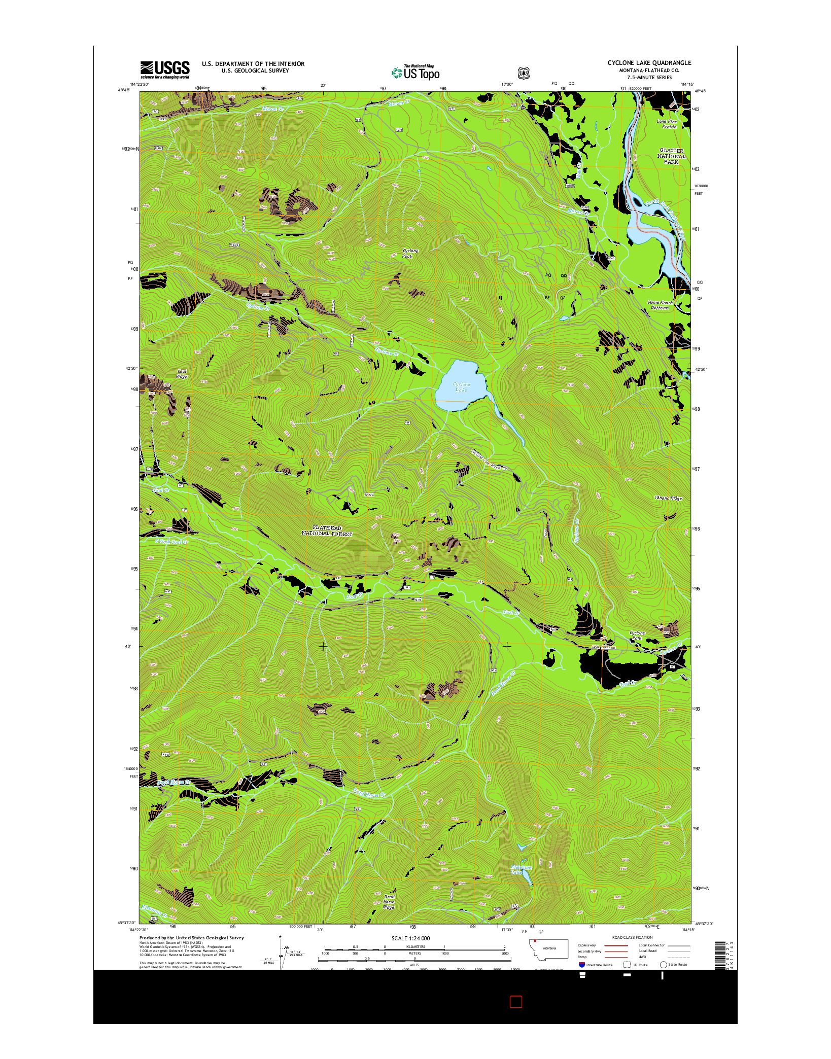 USGS US TOPO 7.5-MINUTE MAP FOR CYCLONE LAKE, MT 2014