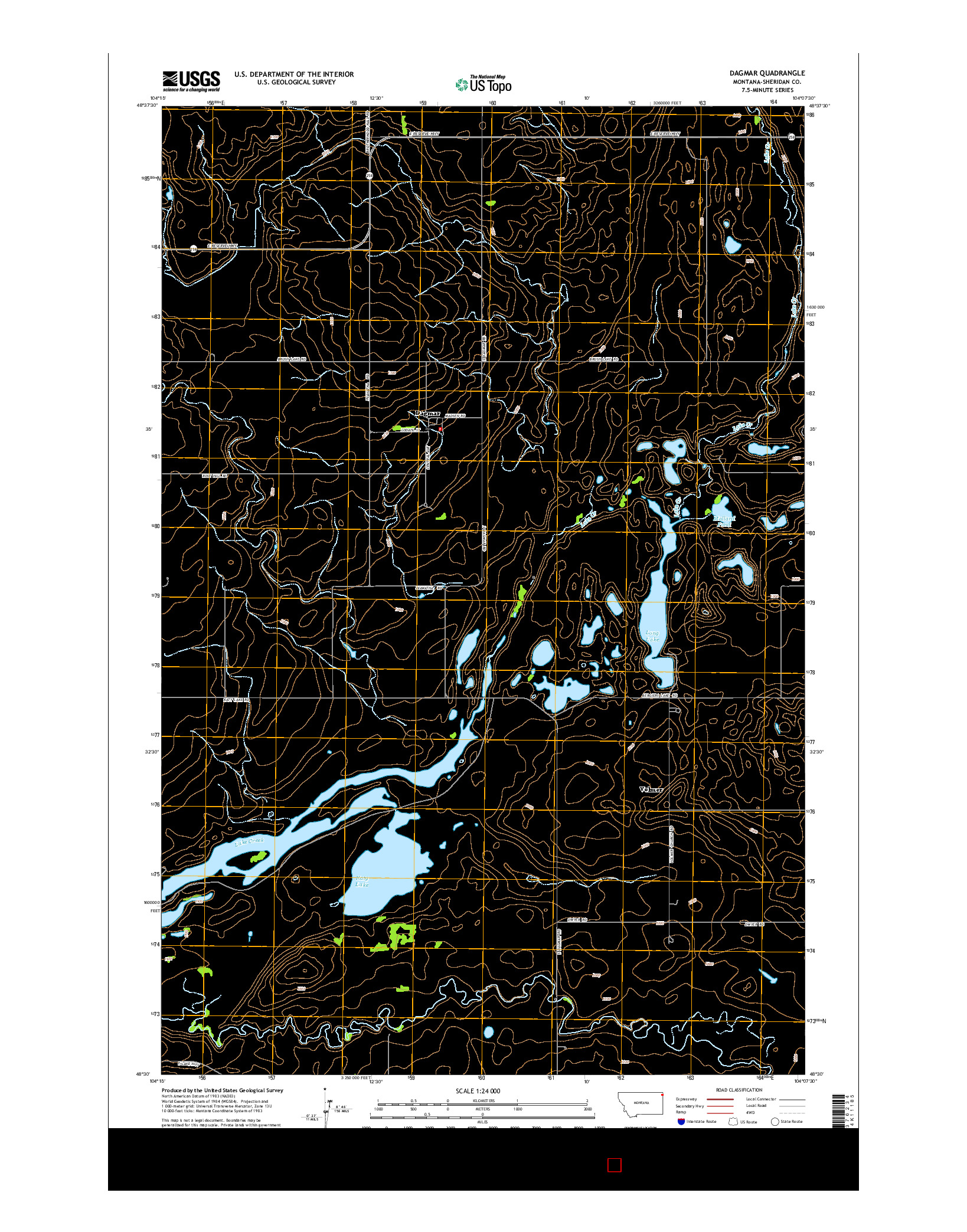 USGS US TOPO 7.5-MINUTE MAP FOR DAGMAR, MT 2014