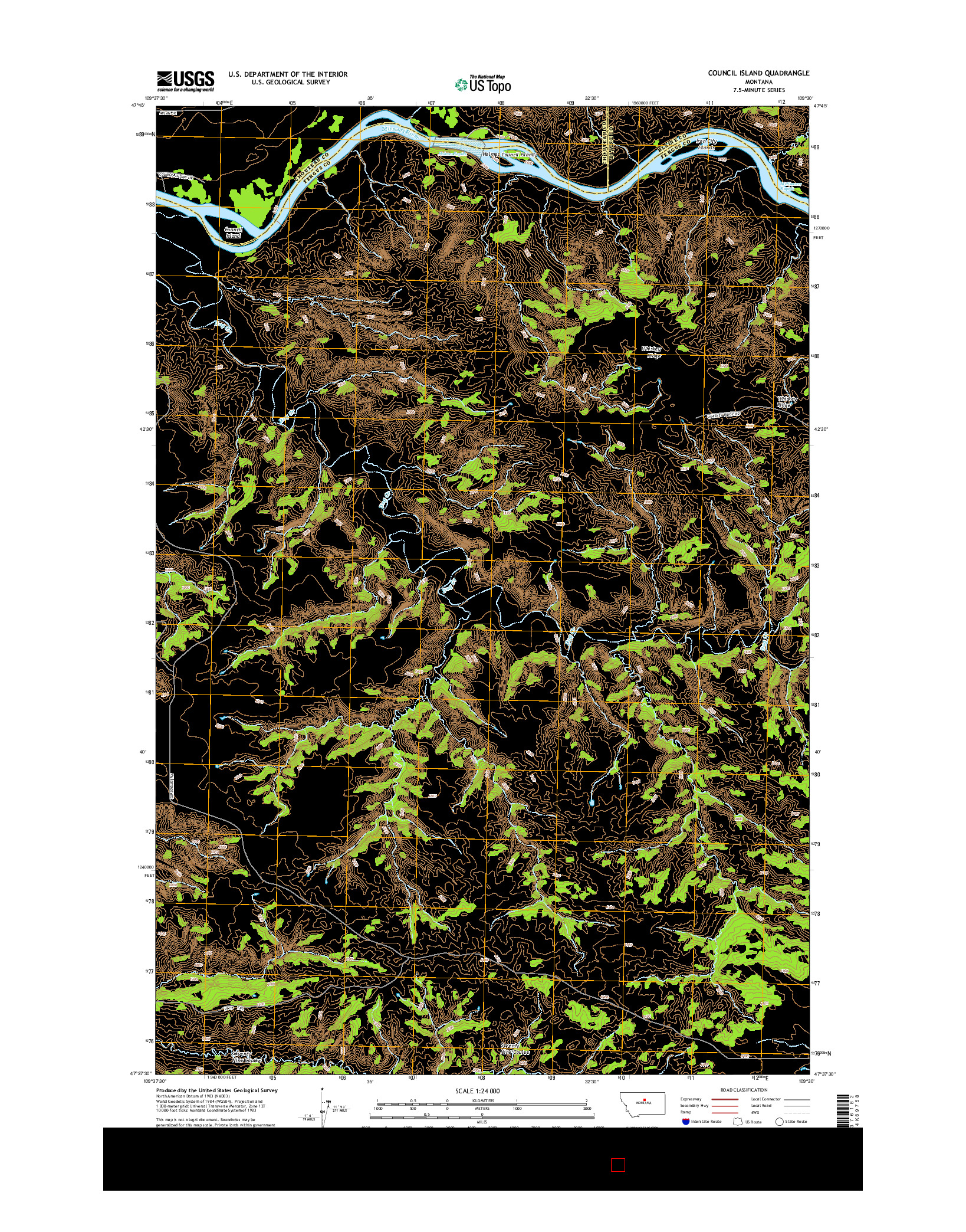 USGS US TOPO 7.5-MINUTE MAP FOR COUNCIL ISLAND, MT 2014