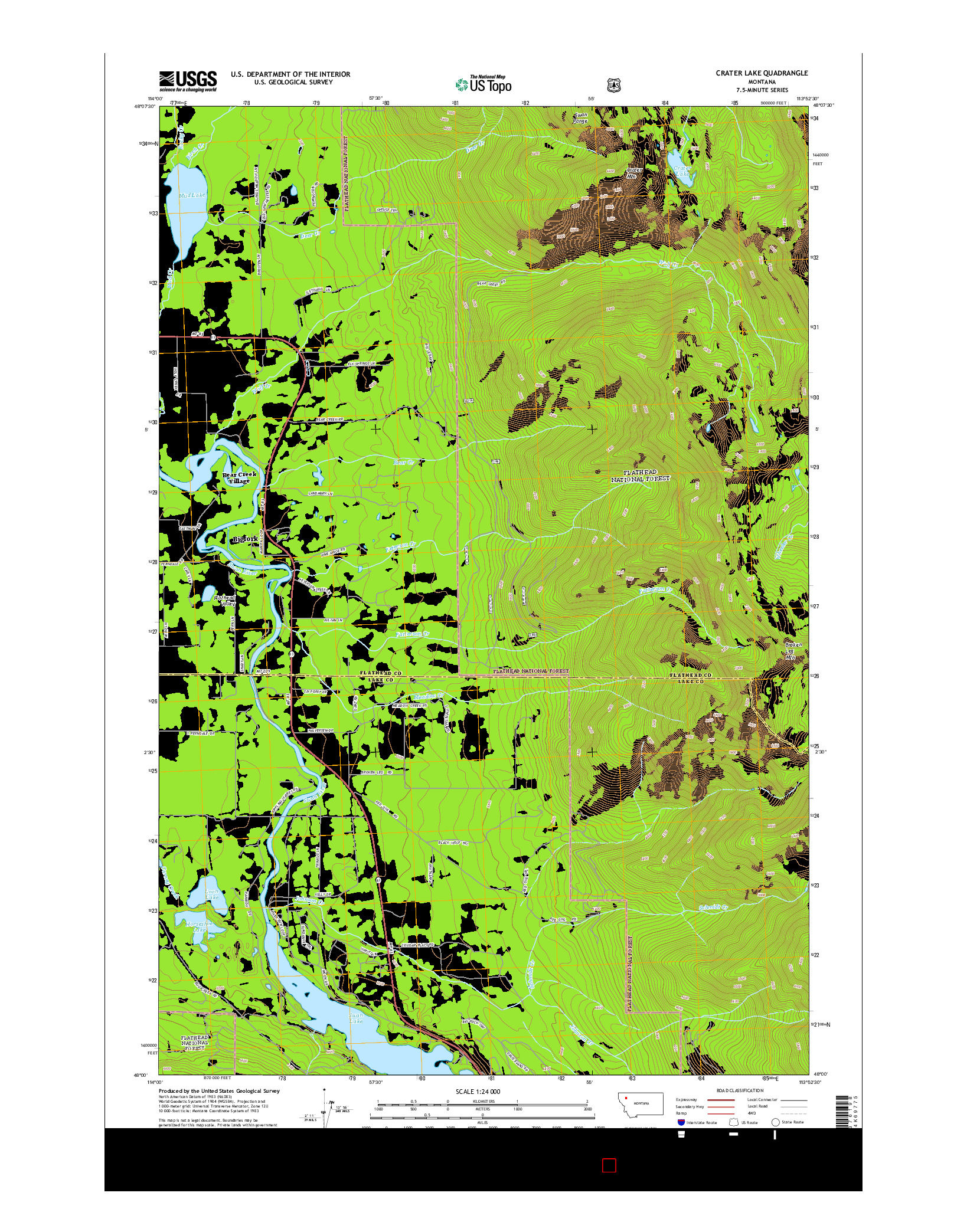 USGS US TOPO 7.5-MINUTE MAP FOR CRATER LAKE, MT 2014