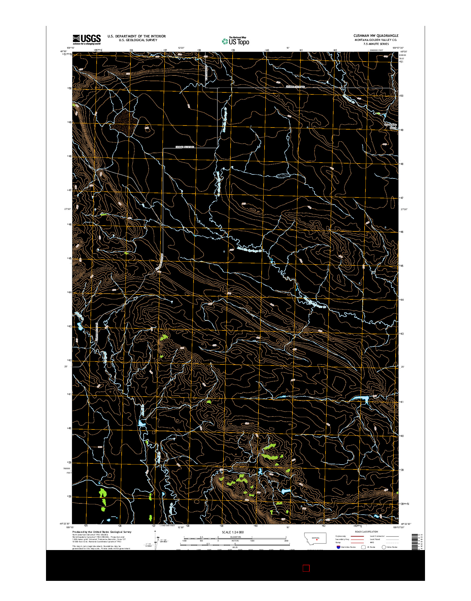 USGS US TOPO 7.5-MINUTE MAP FOR CUSHMAN NW, MT 2014