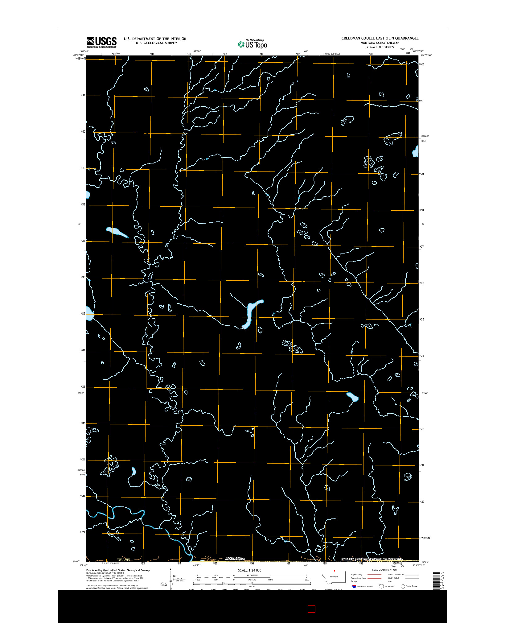 USGS US TOPO 7.5-MINUTE MAP FOR CREEDMAN COULEE EAST OE N, MT-SK 2014