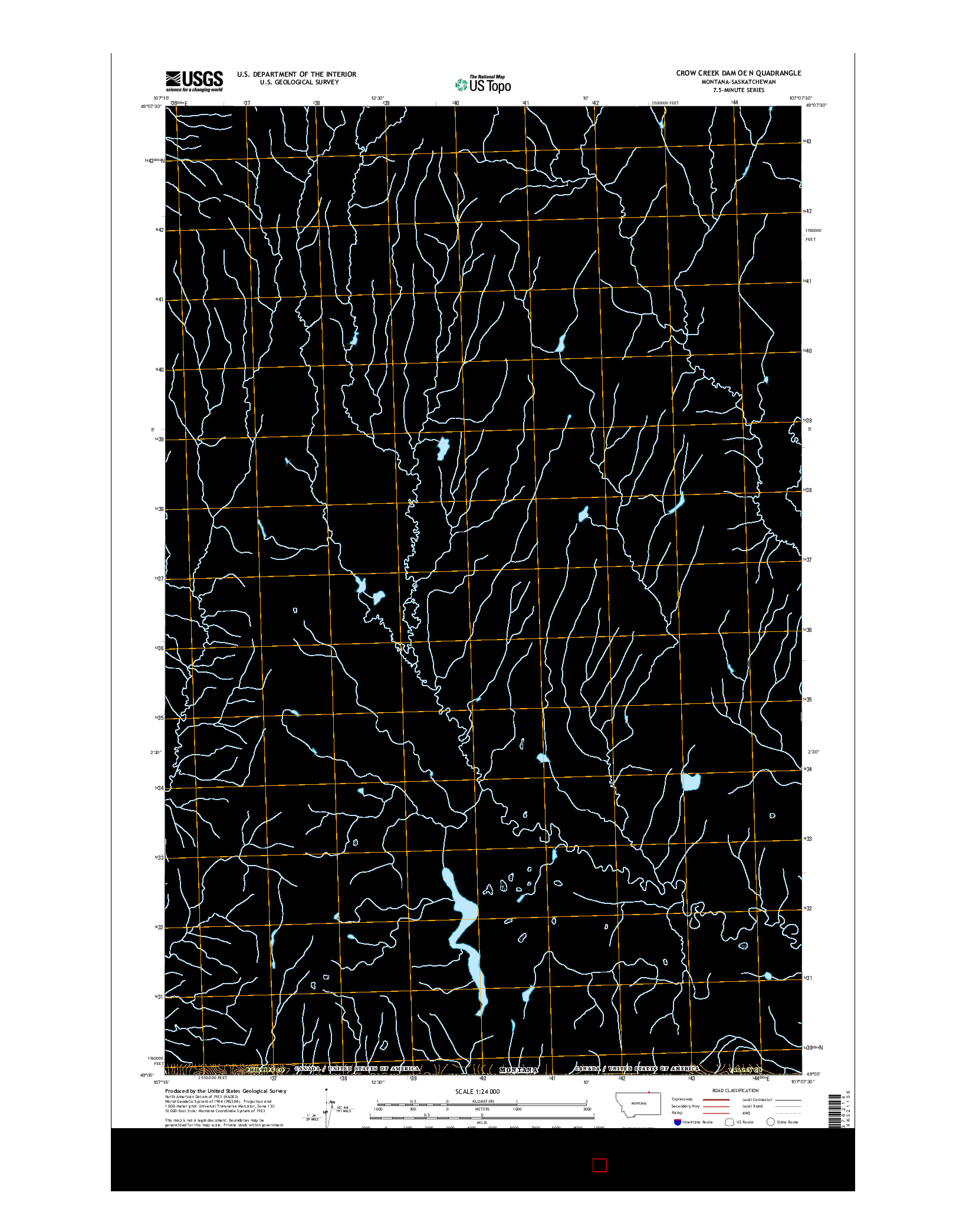 USGS US TOPO 7.5-MINUTE MAP FOR CROW CREEK DAM OE N, MT-SK 2014