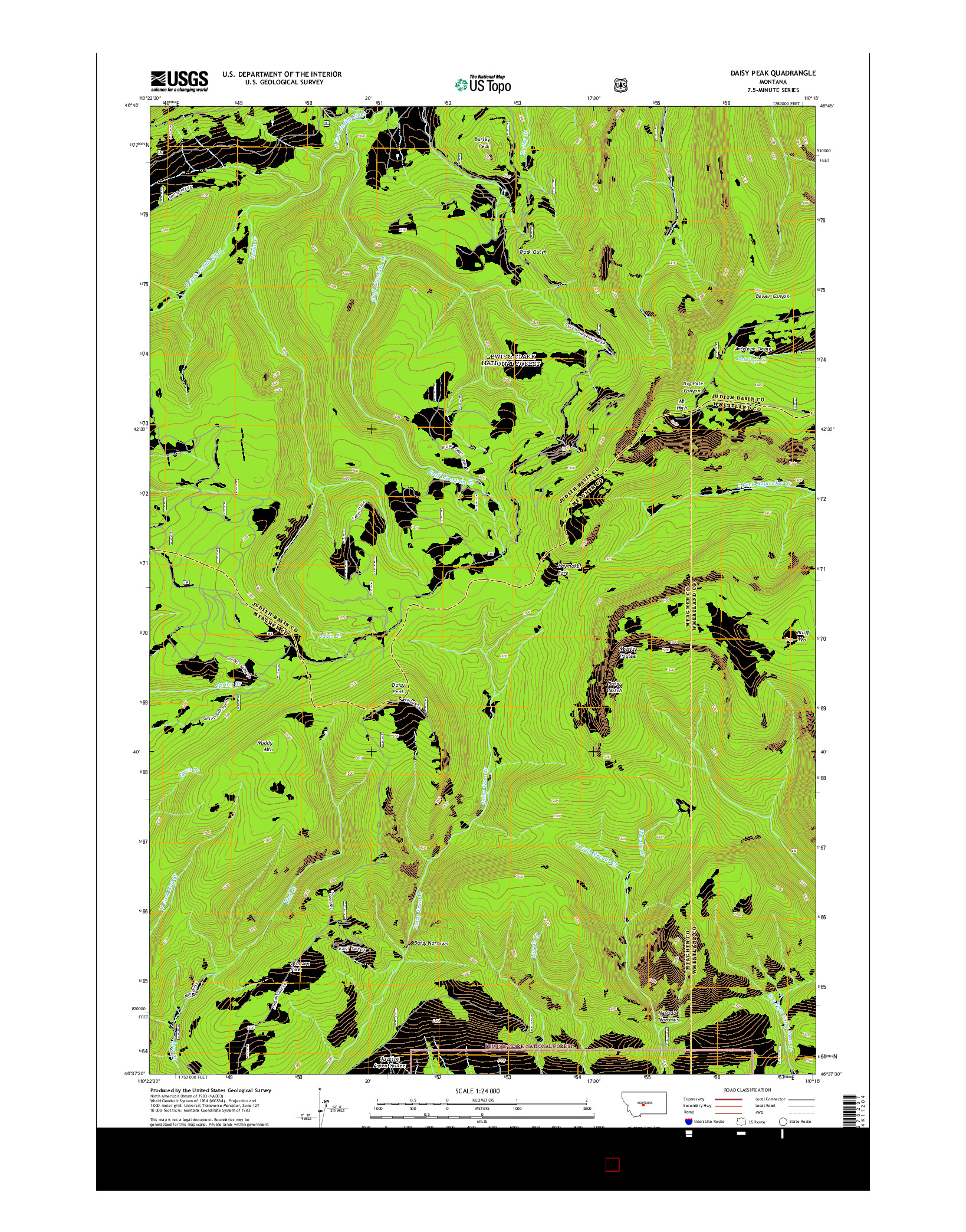 USGS US TOPO 7.5-MINUTE MAP FOR DAISY PEAK, MT 2014