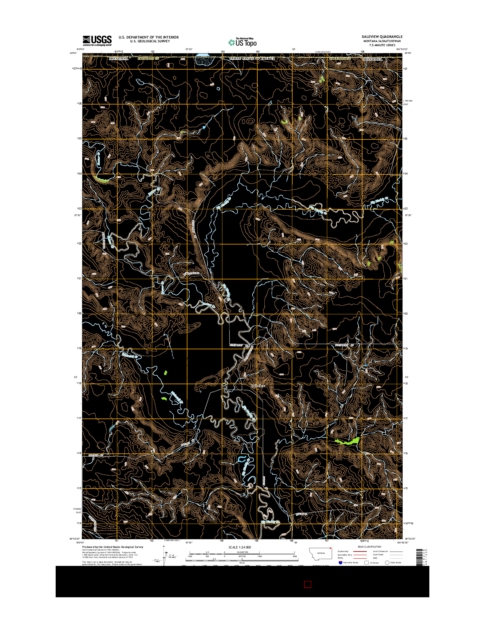 USGS US TOPO 7.5-MINUTE MAP FOR DALEVIEW, MT-SK 2014
