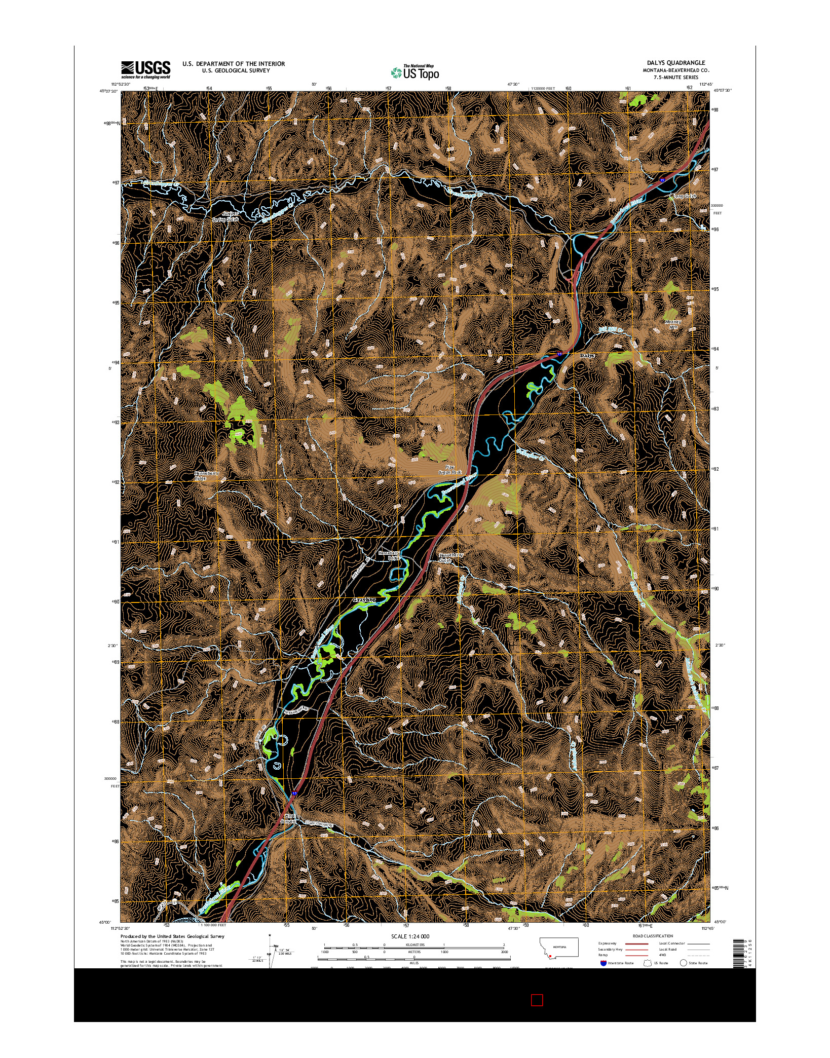 USGS US TOPO 7.5-MINUTE MAP FOR DALYS, MT 2014