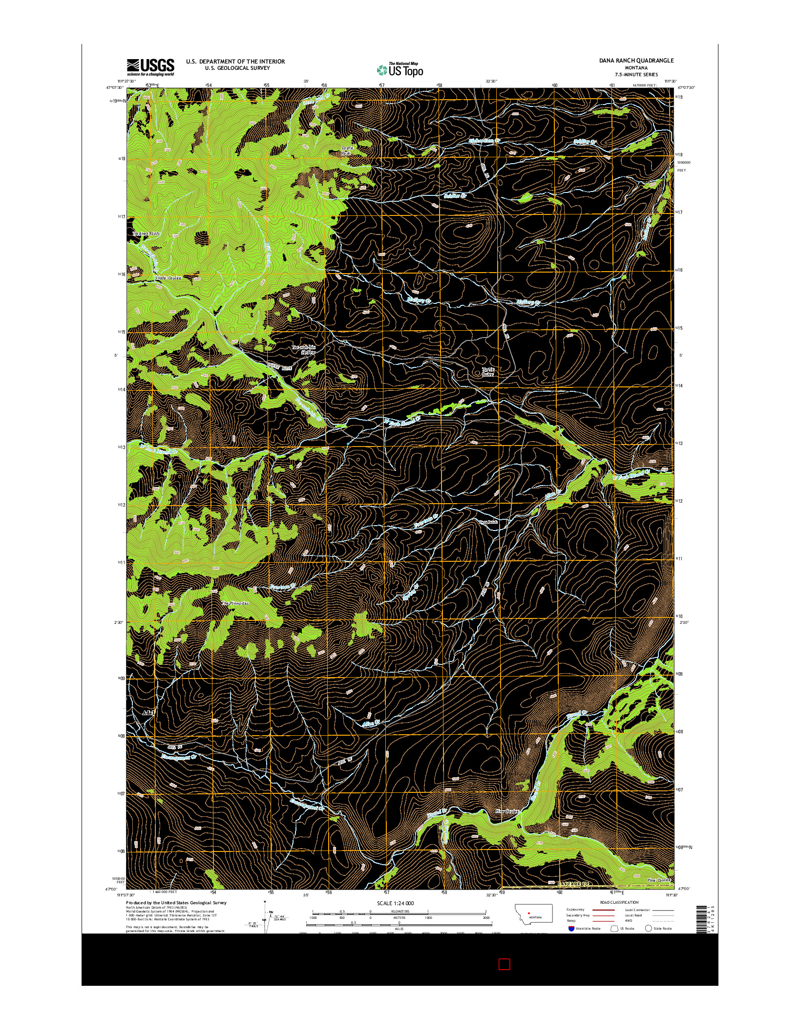 USGS US TOPO 7.5-MINUTE MAP FOR DANA RANCH, MT 2014