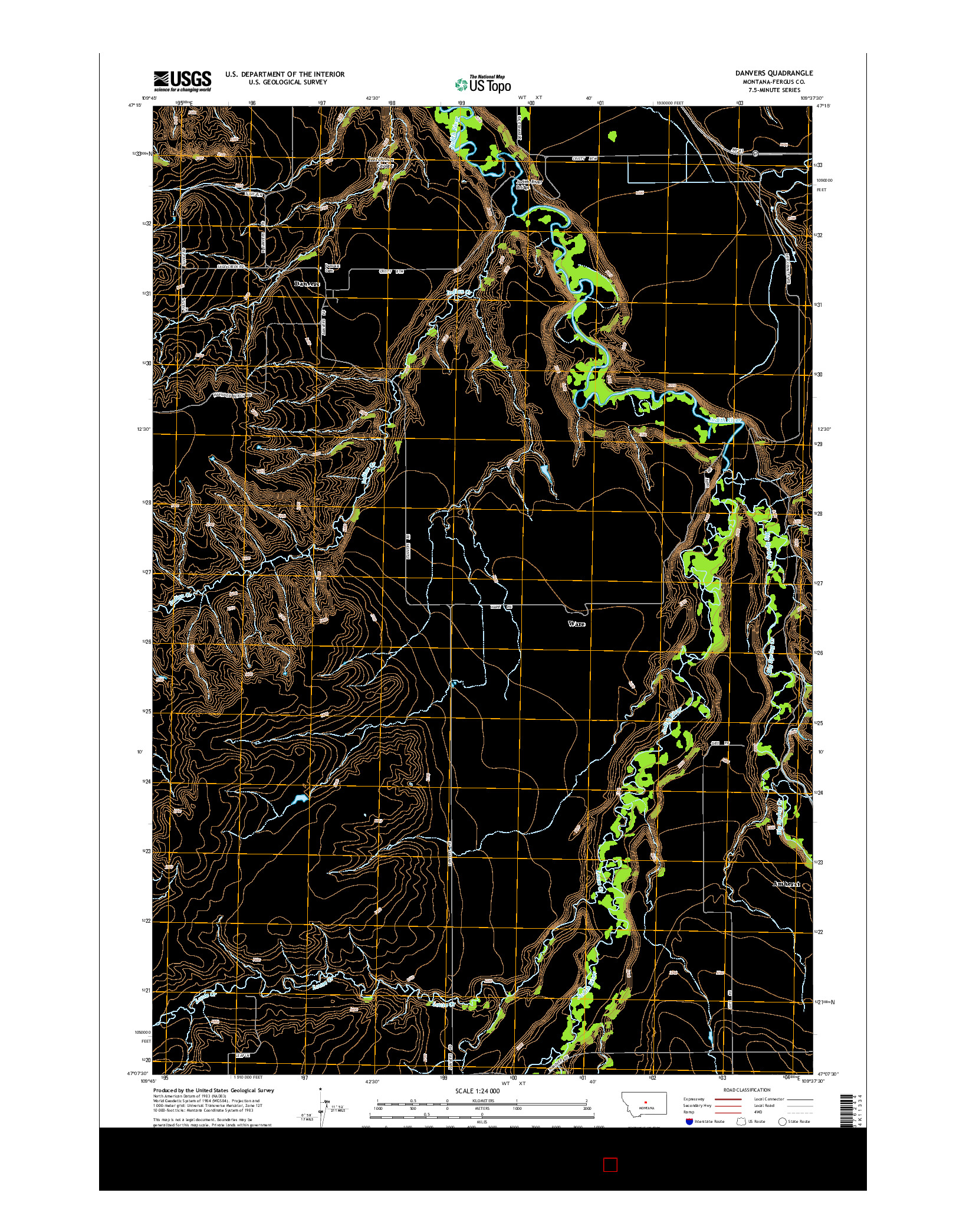 USGS US TOPO 7.5-MINUTE MAP FOR DANVERS, MT 2014