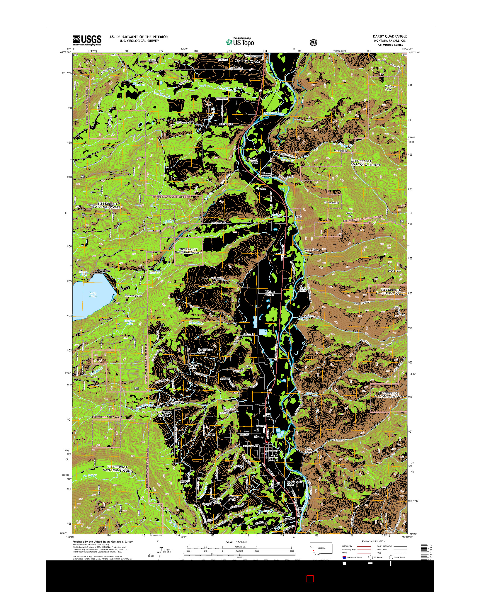 USGS US TOPO 7.5-MINUTE MAP FOR DARBY, MT 2014