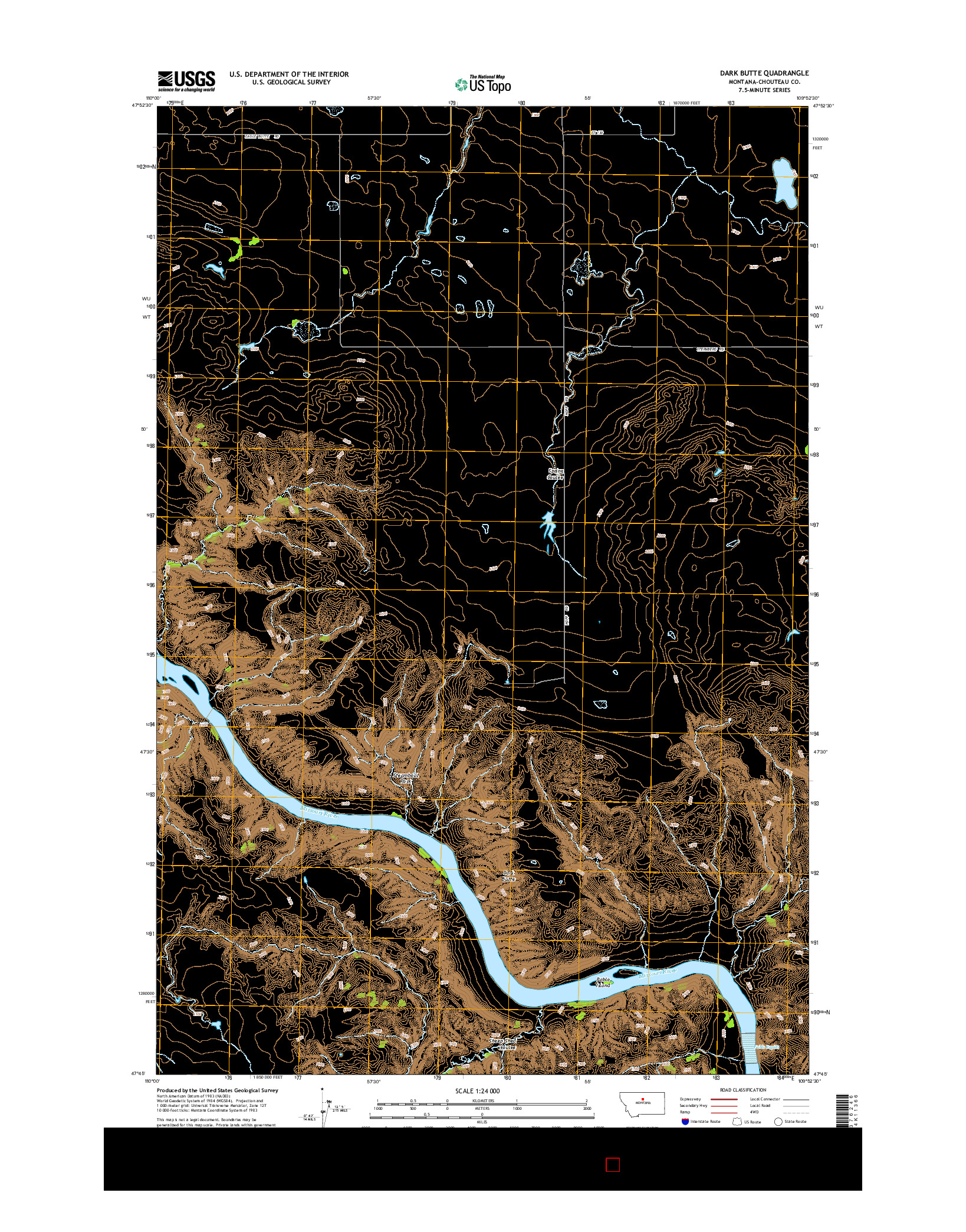 USGS US TOPO 7.5-MINUTE MAP FOR DARK BUTTE, MT 2014