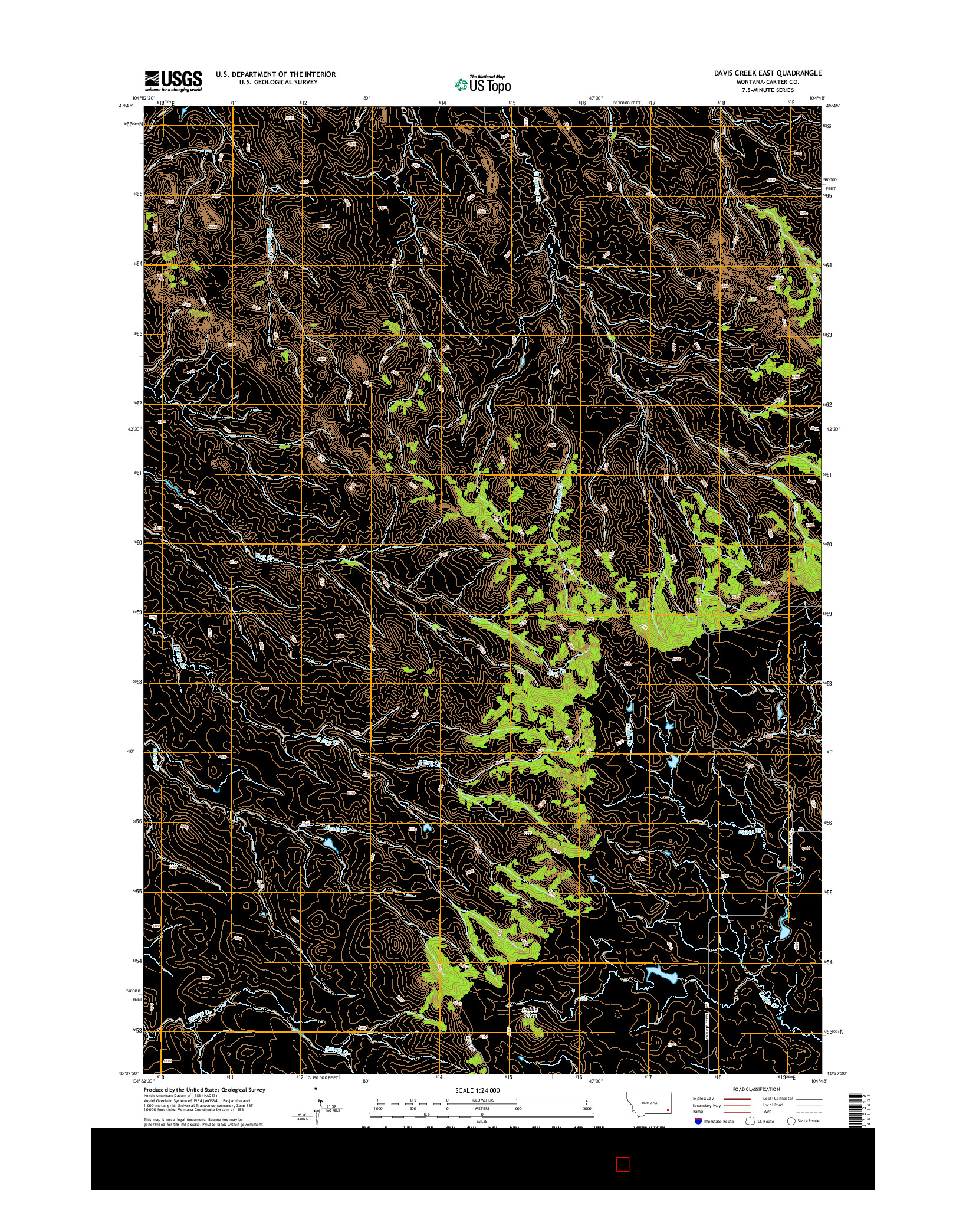 USGS US TOPO 7.5-MINUTE MAP FOR DAVIS CREEK EAST, MT 2014