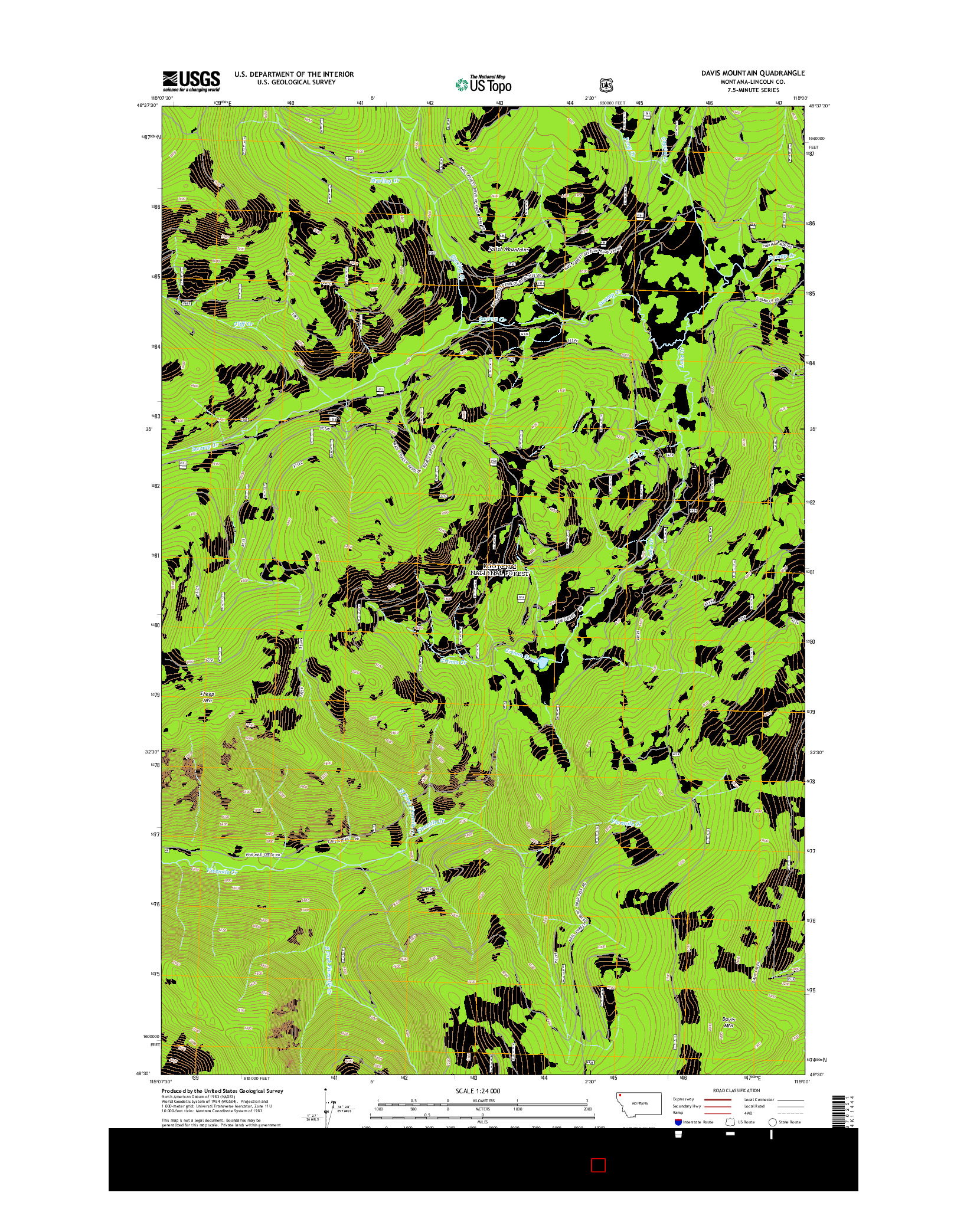 USGS US TOPO 7.5-MINUTE MAP FOR DAVIS MOUNTAIN, MT 2014