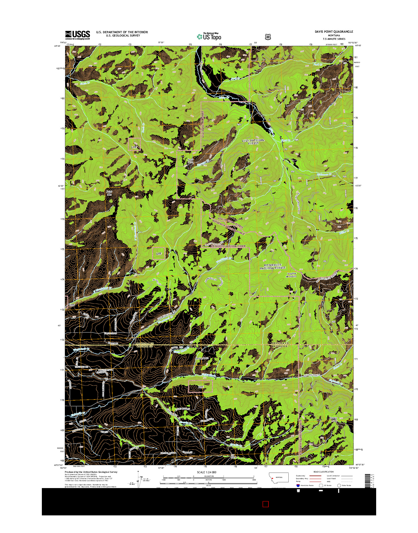 USGS US TOPO 7.5-MINUTE MAP FOR DAVIS POINT, MT 2014