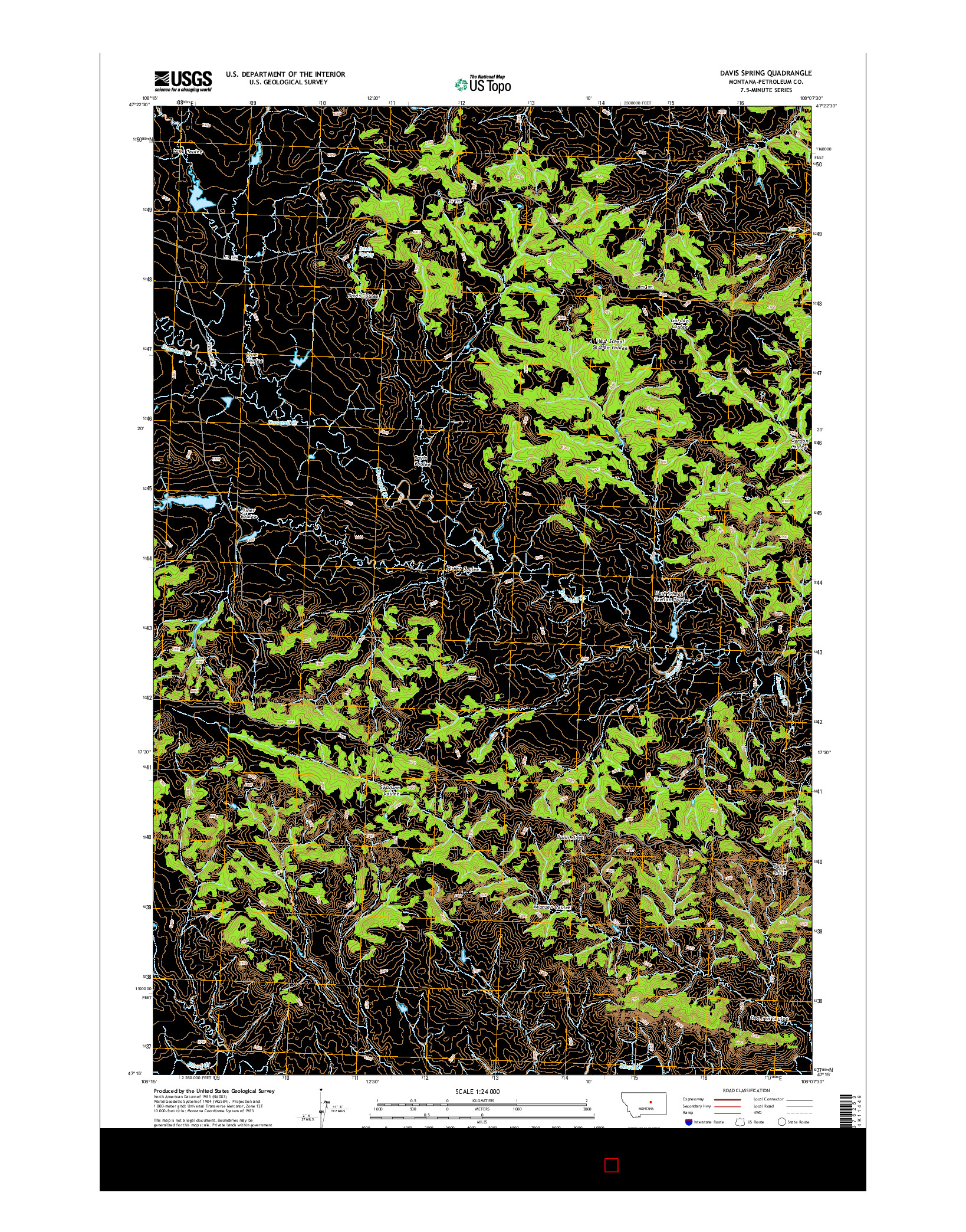 USGS US TOPO 7.5-MINUTE MAP FOR DAVIS SPRING, MT 2014