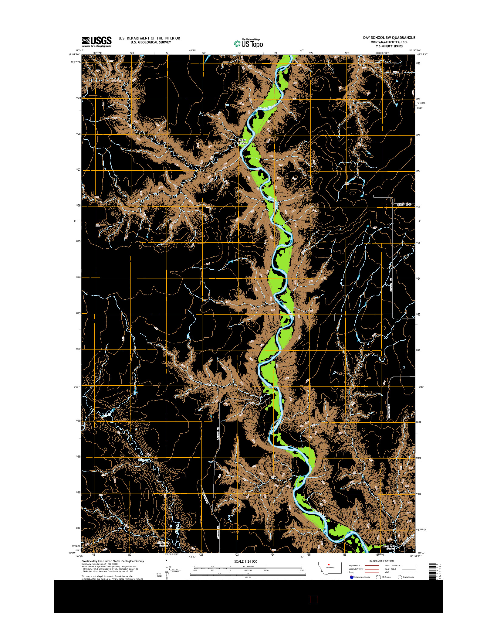 USGS US TOPO 7.5-MINUTE MAP FOR DAY SCHOOL SW, MT 2014