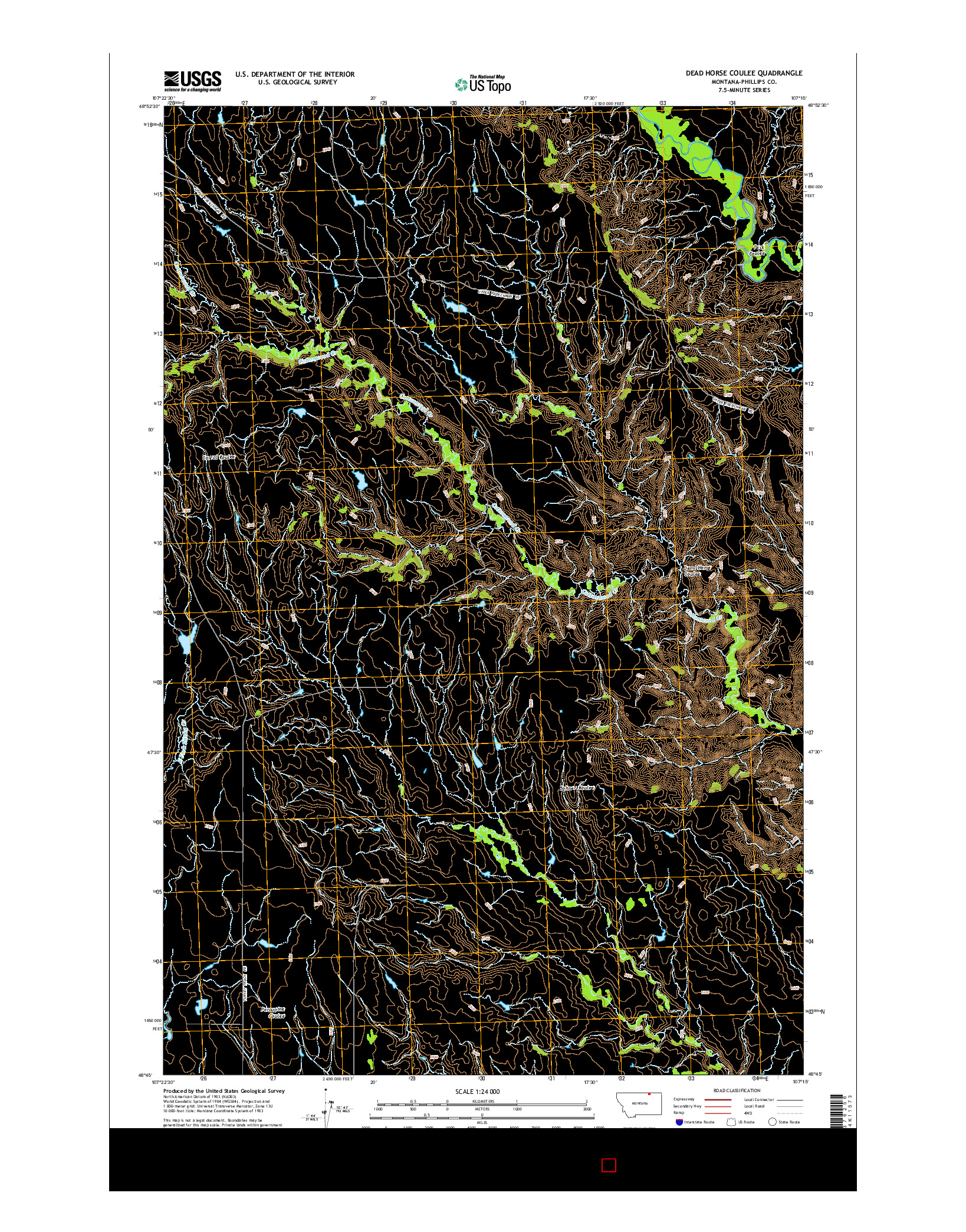 USGS US TOPO 7.5-MINUTE MAP FOR DEAD HORSE COULEE, MT 2014