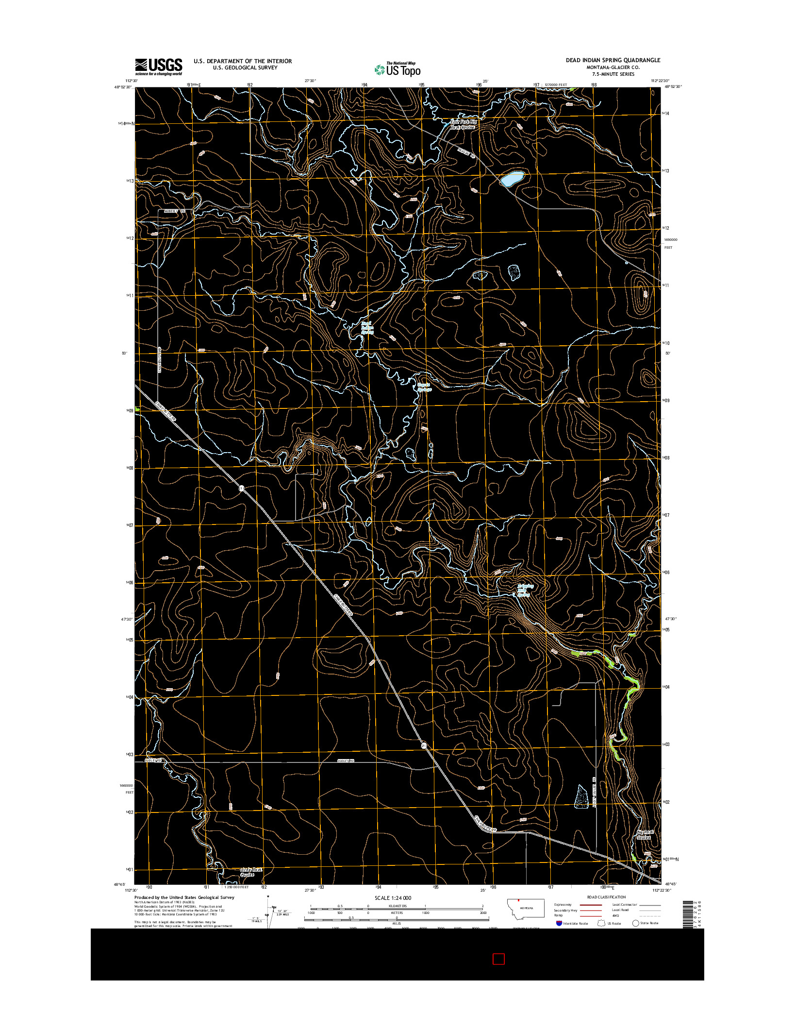 USGS US TOPO 7.5-MINUTE MAP FOR DEAD INDIAN SPRING, MT 2014