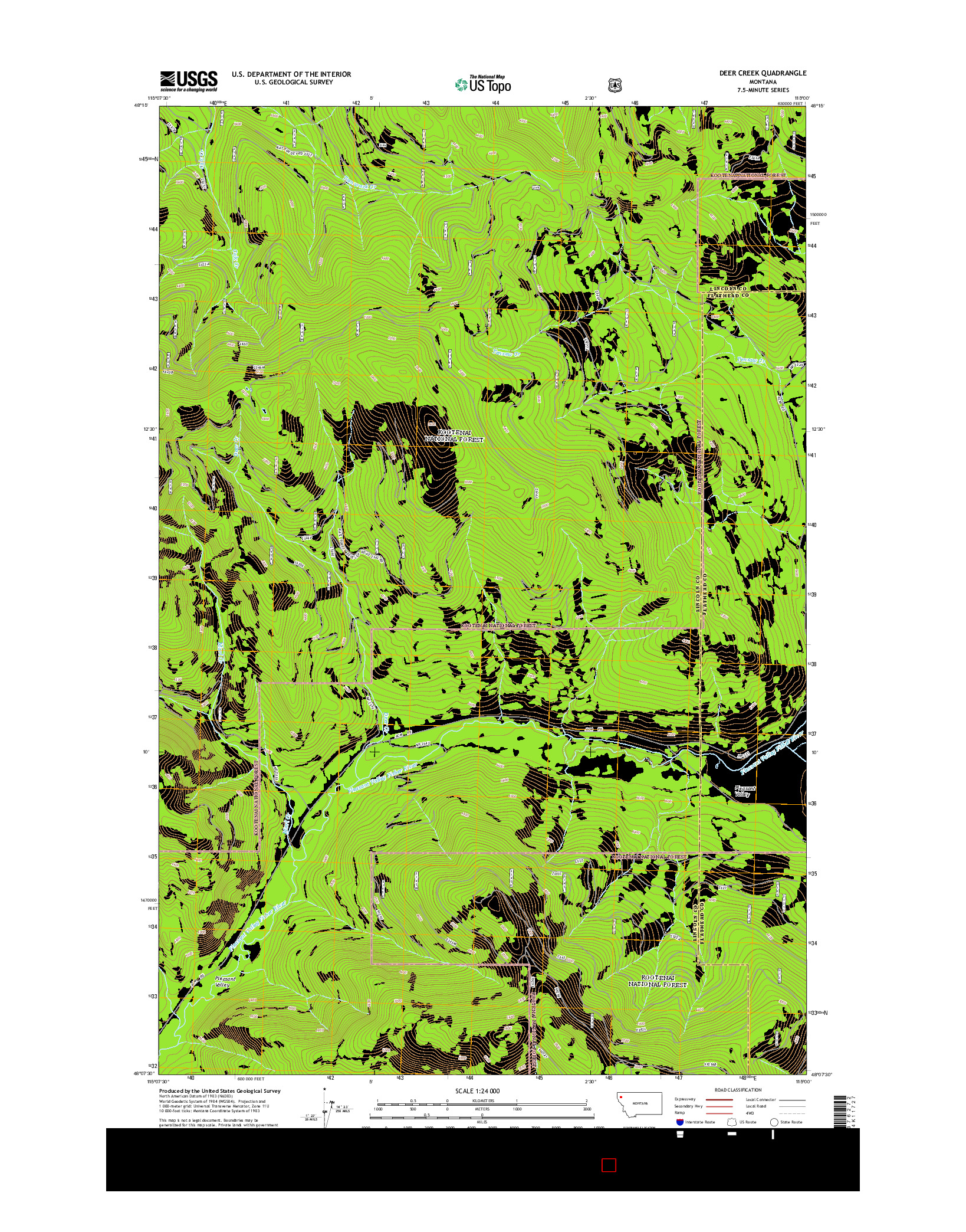 USGS US TOPO 7.5-MINUTE MAP FOR DEER CREEK, MT 2014