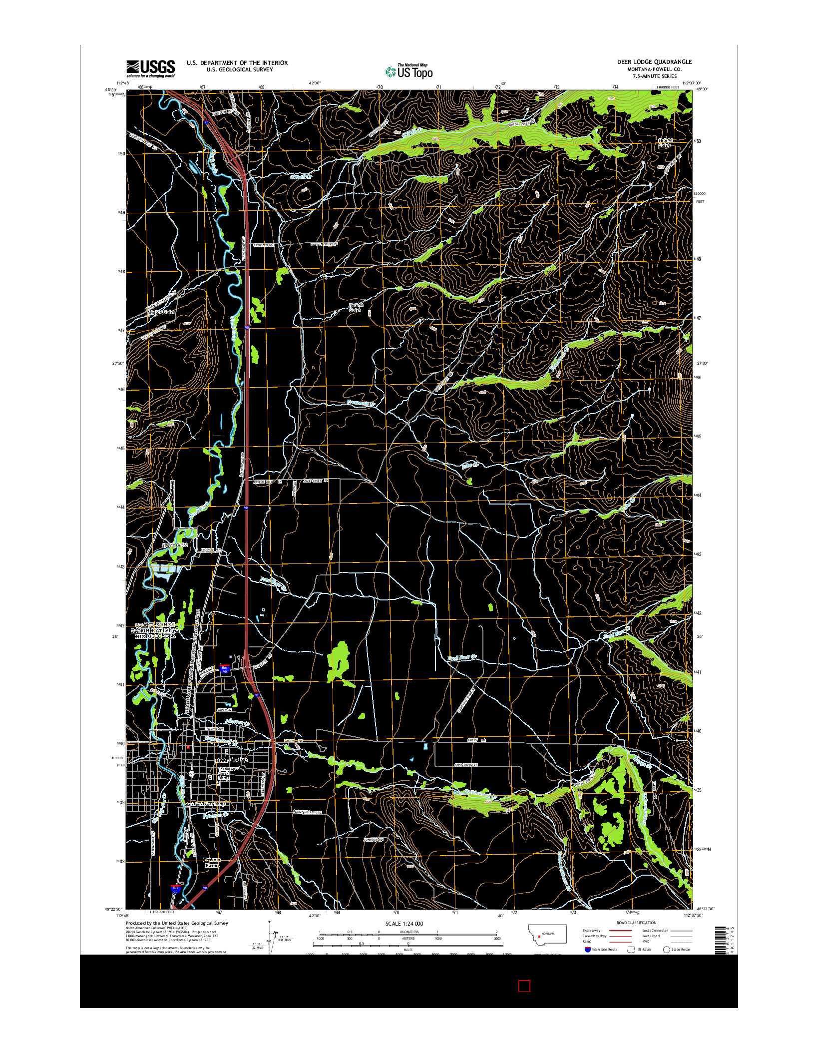 USGS US TOPO 7.5-MINUTE MAP FOR DEER LODGE, MT 2014