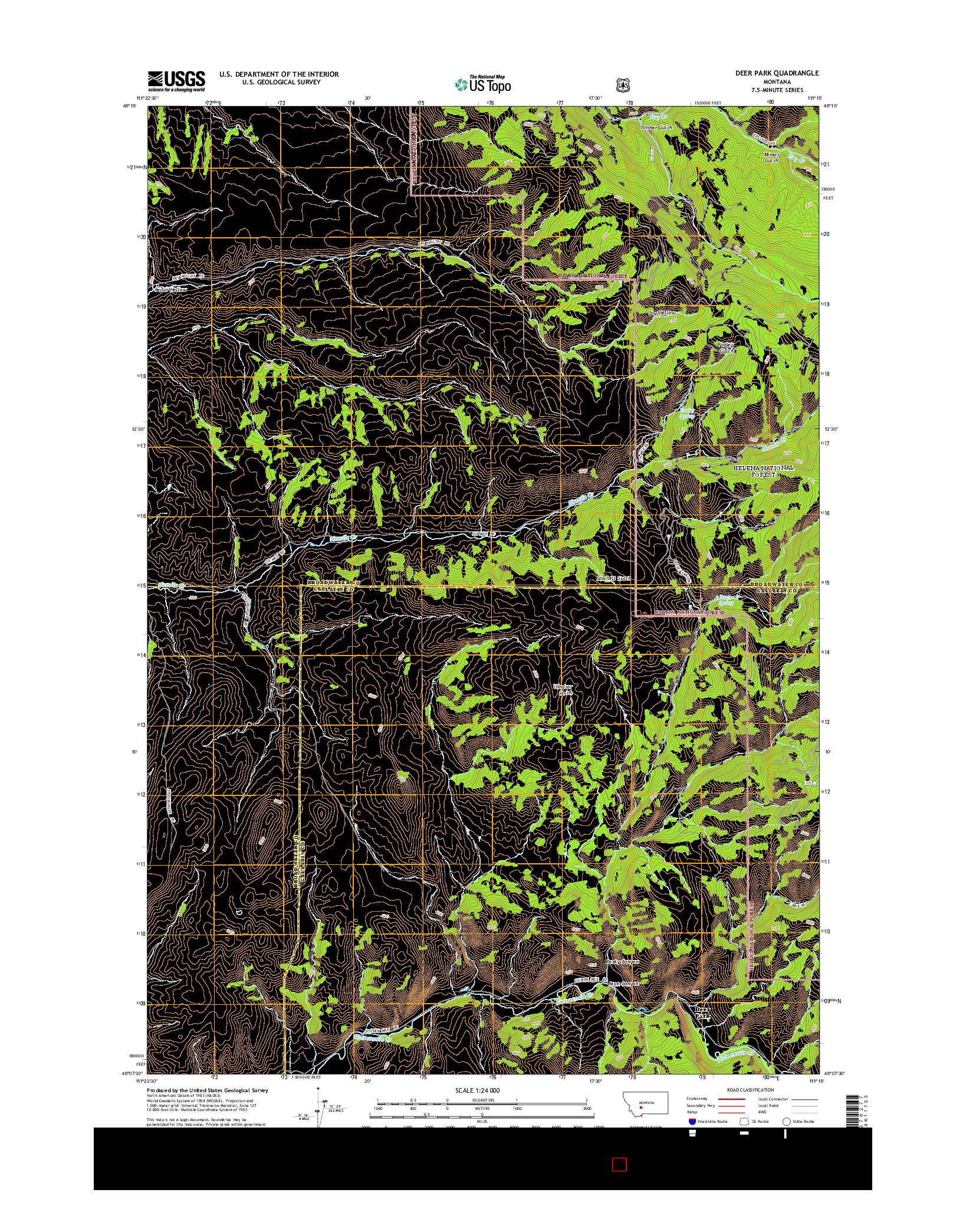 USGS US TOPO 7.5-MINUTE MAP FOR DEER PARK, MT 2014