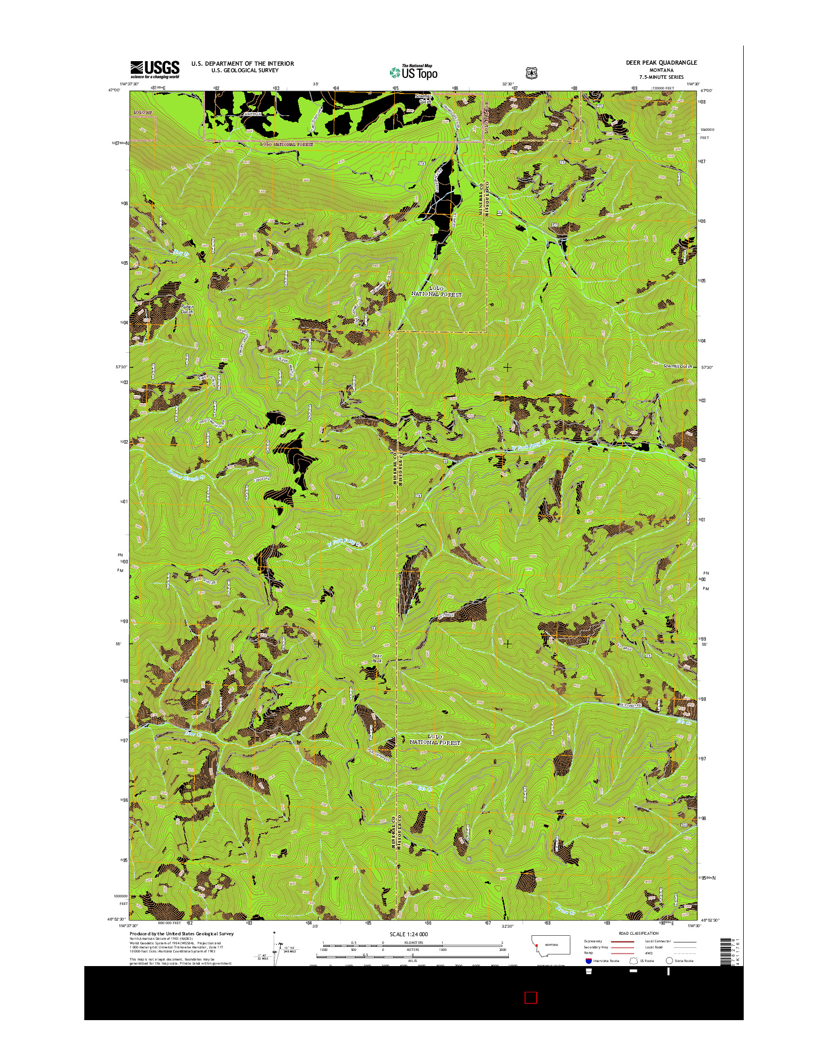 USGS US TOPO 7.5-MINUTE MAP FOR DEER PEAK, MT 2014