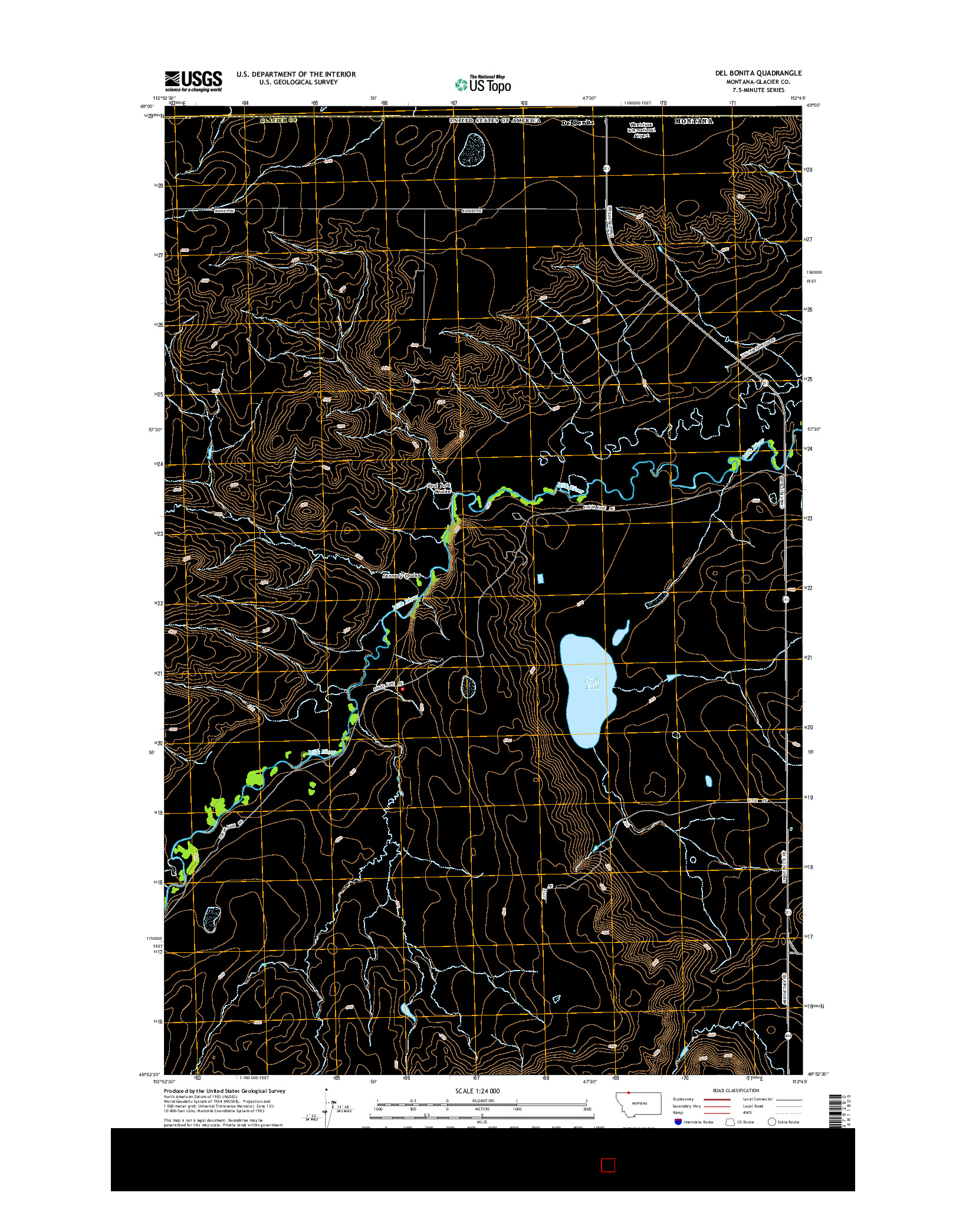 USGS US TOPO 7.5-MINUTE MAP FOR DEL BONITA, MT 2014