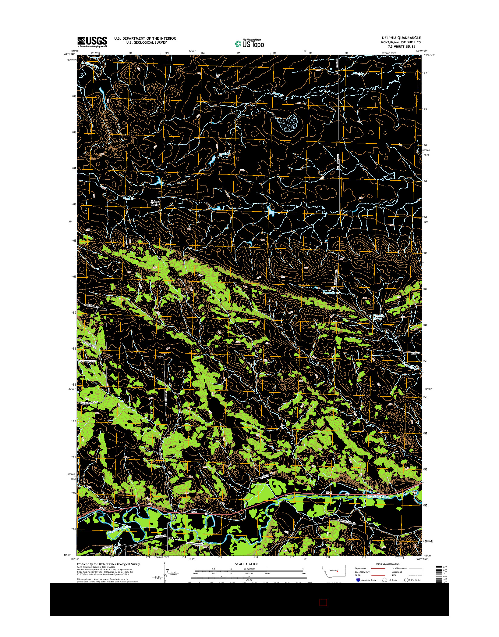 USGS US TOPO 7.5-MINUTE MAP FOR DELPHIA, MT 2014