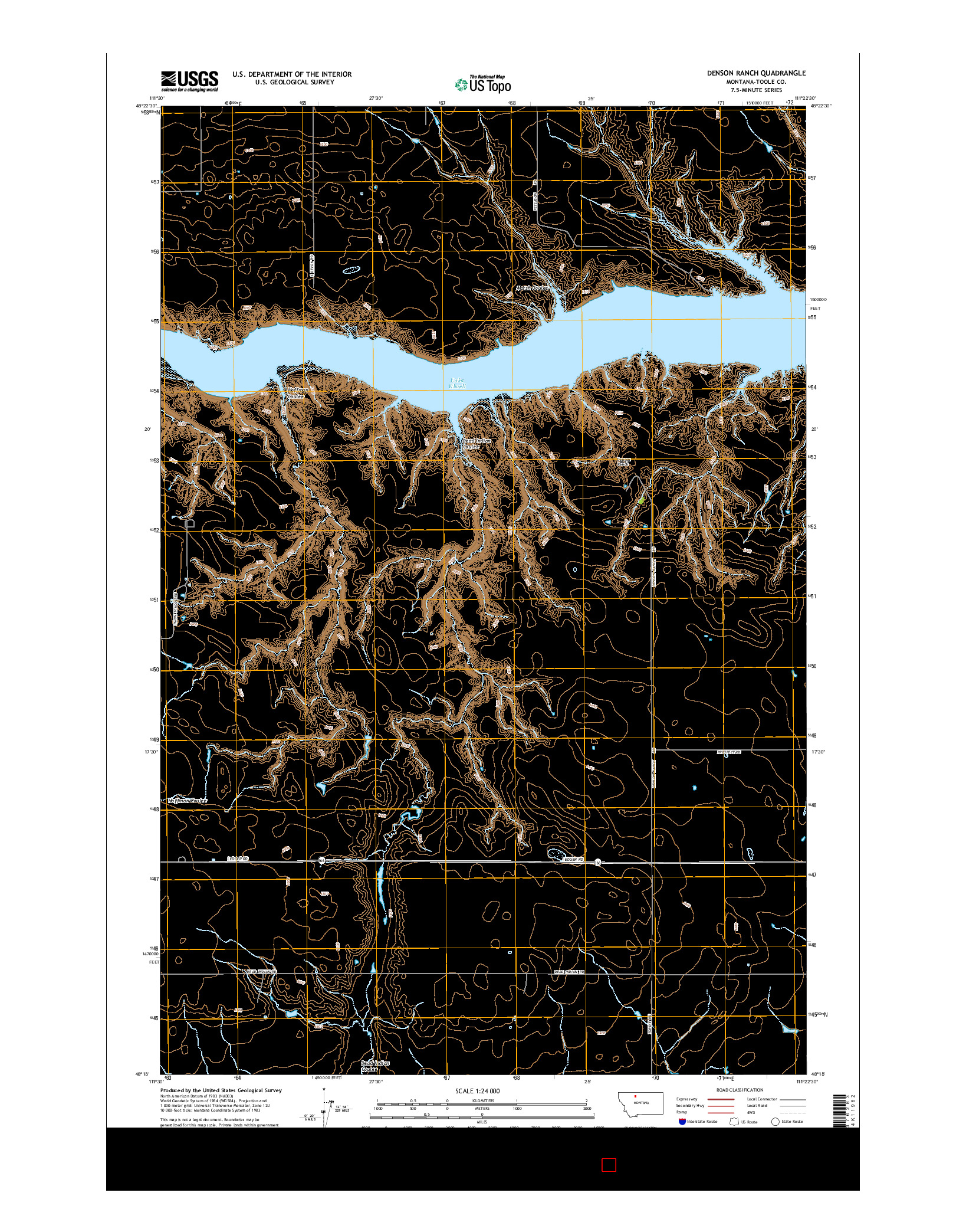 USGS US TOPO 7.5-MINUTE MAP FOR DENSON RANCH, MT 2014