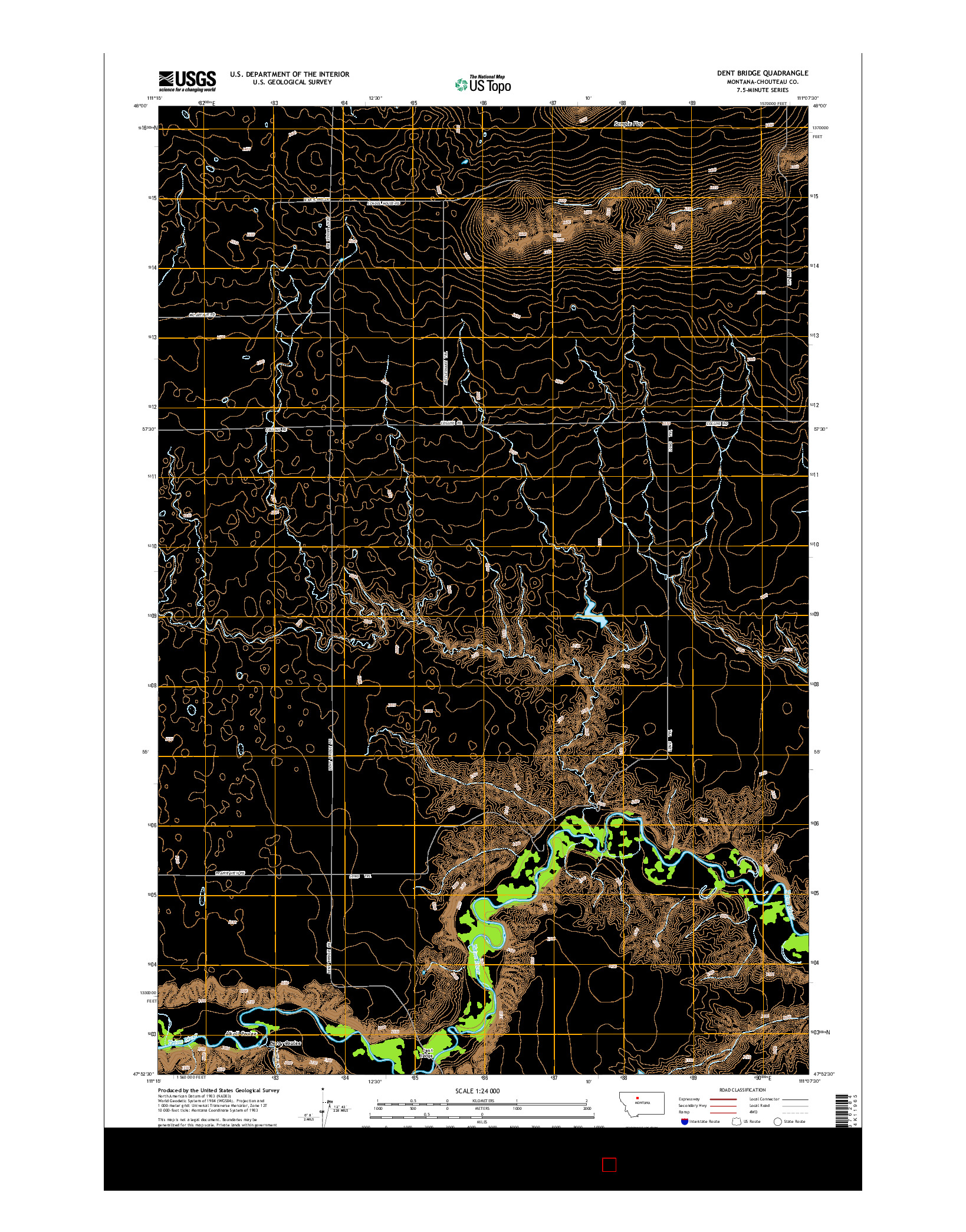USGS US TOPO 7.5-MINUTE MAP FOR DENT BRIDGE, MT 2014