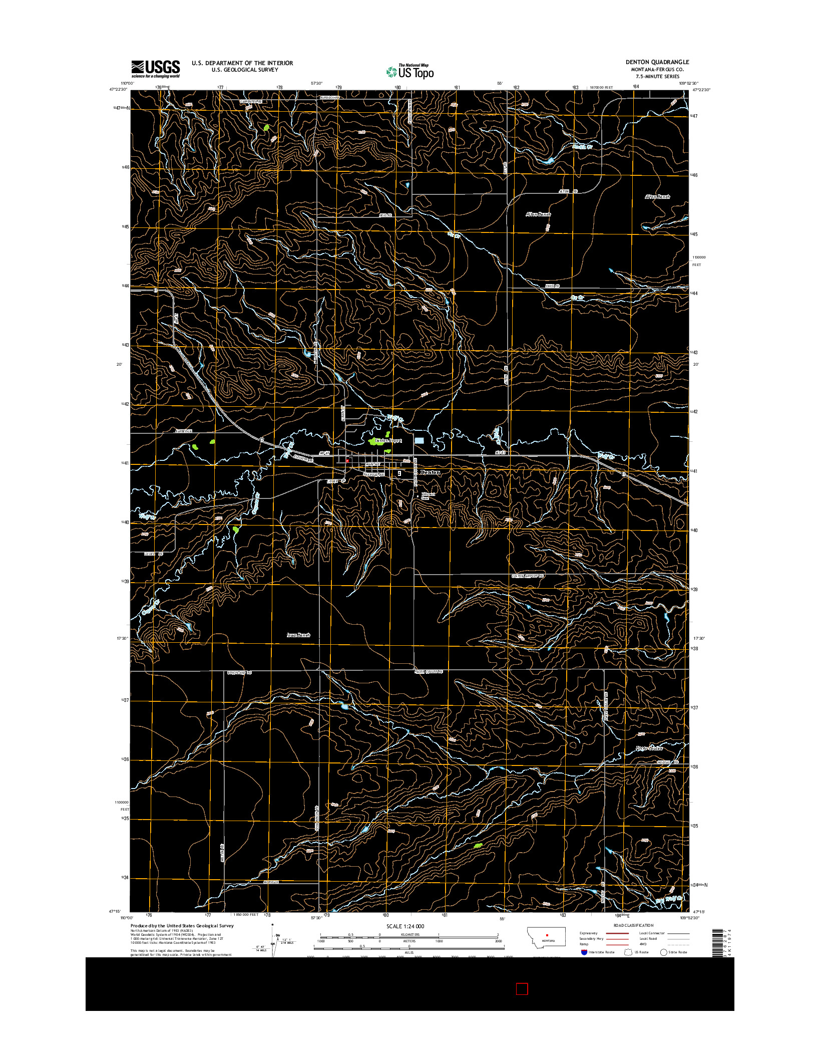 USGS US TOPO 7.5-MINUTE MAP FOR DENTON, MT 2014