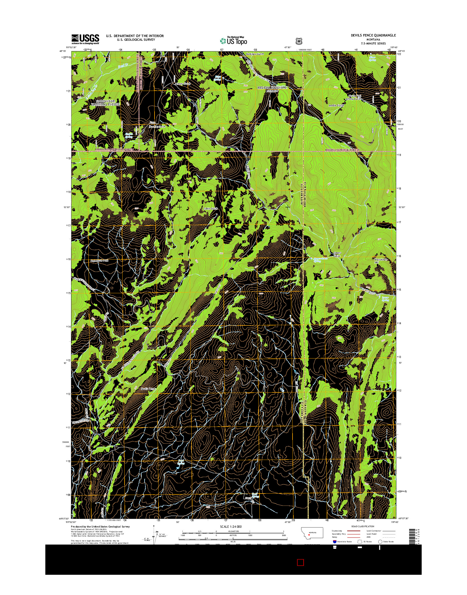 USGS US TOPO 7.5-MINUTE MAP FOR DEVILS FENCE, MT 2014