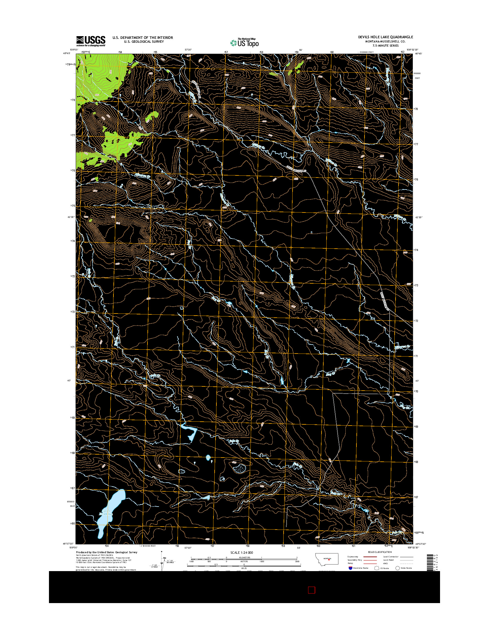 USGS US TOPO 7.5-MINUTE MAP FOR DEVILS HOLE LAKE, MT 2014