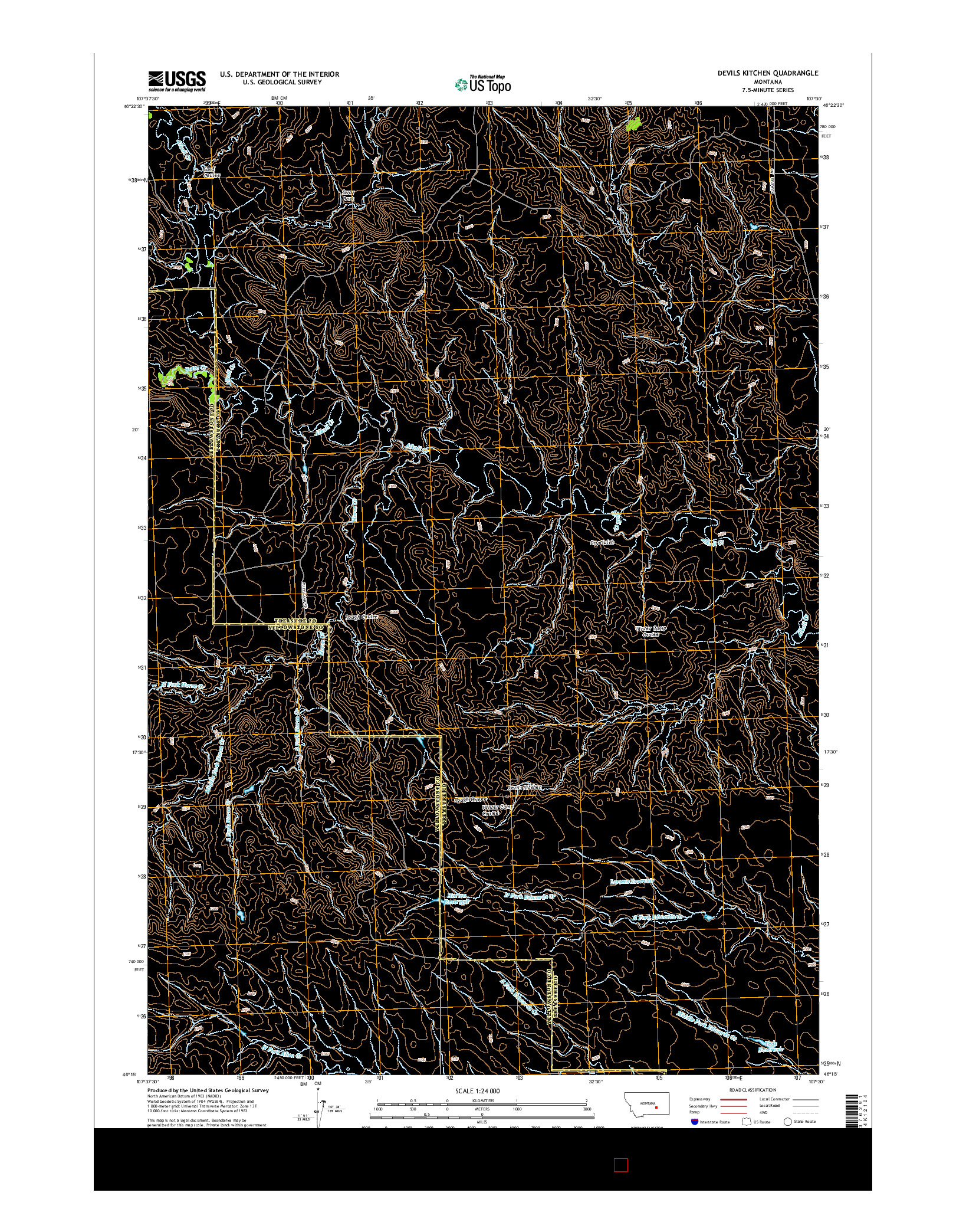 USGS US TOPO 7.5-MINUTE MAP FOR DEVILS KITCHEN, MT 2014