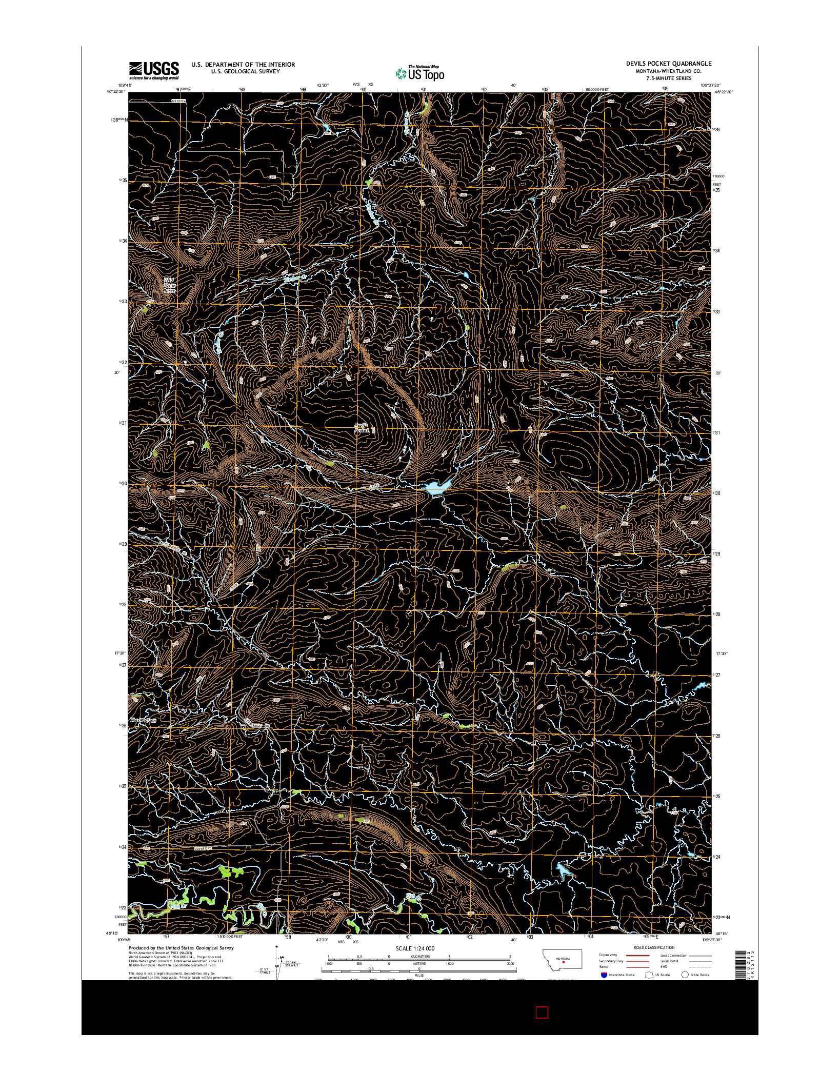 USGS US TOPO 7.5-MINUTE MAP FOR DEVILS POCKET, MT 2014