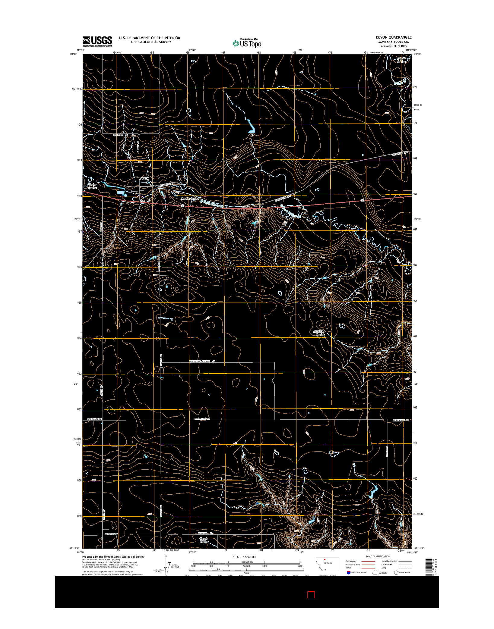 USGS US TOPO 7.5-MINUTE MAP FOR DEVON, MT 2014
