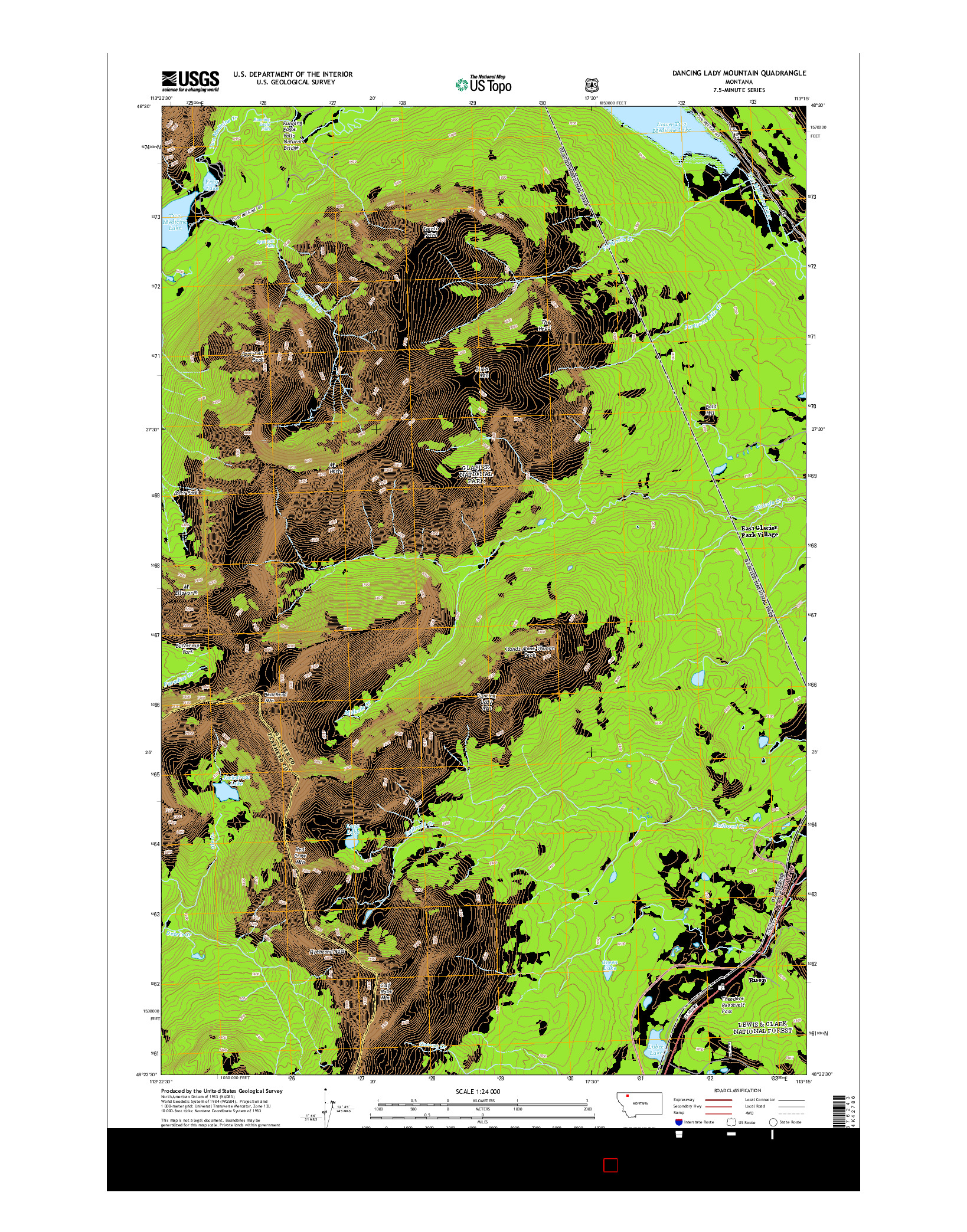 USGS US TOPO 7.5-MINUTE MAP FOR DANCING LADY MOUNTAIN, MT 2014
