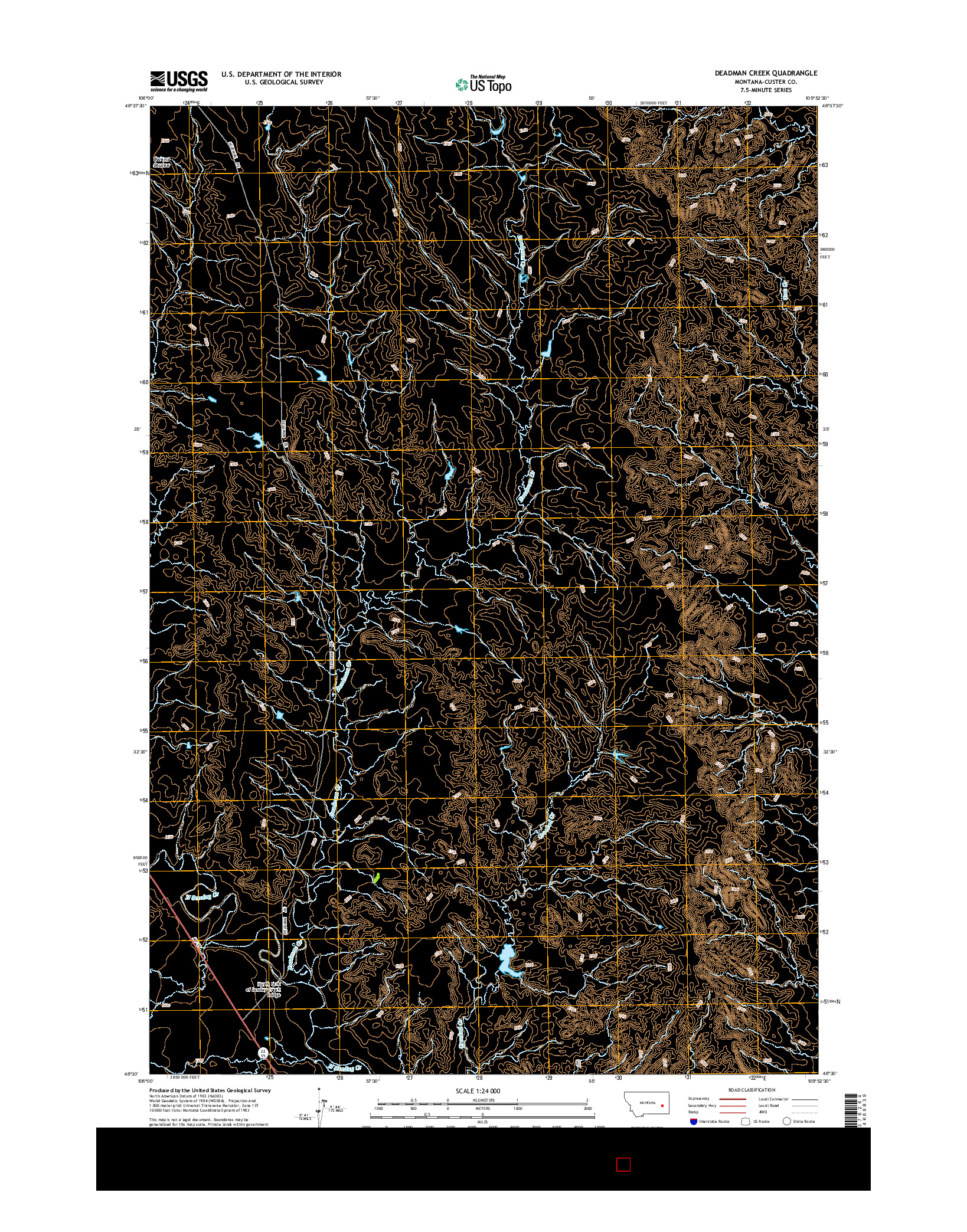 USGS US TOPO 7.5-MINUTE MAP FOR DEADMAN CREEK, MT 2014