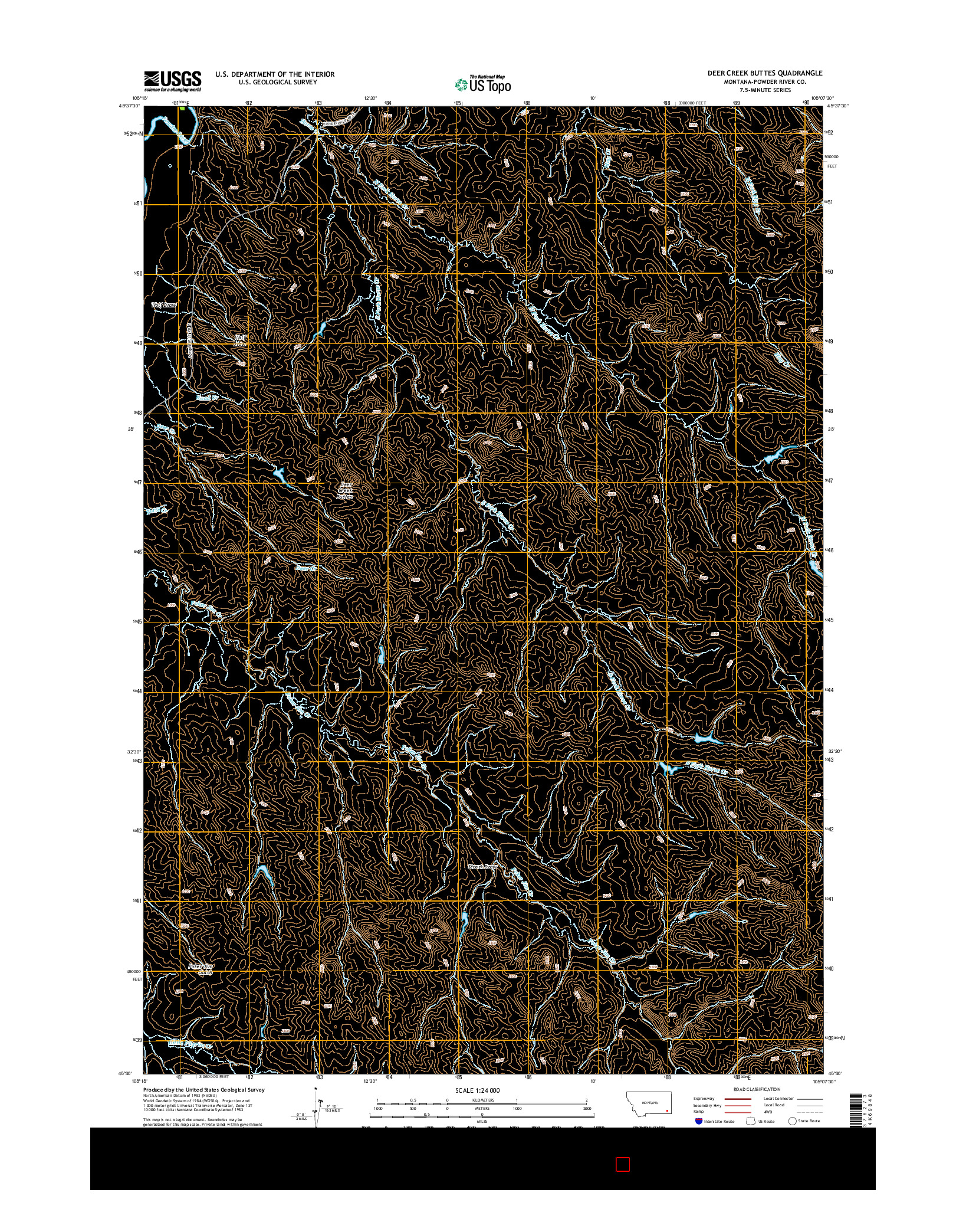USGS US TOPO 7.5-MINUTE MAP FOR DEER CREEK BUTTES, MT 2014