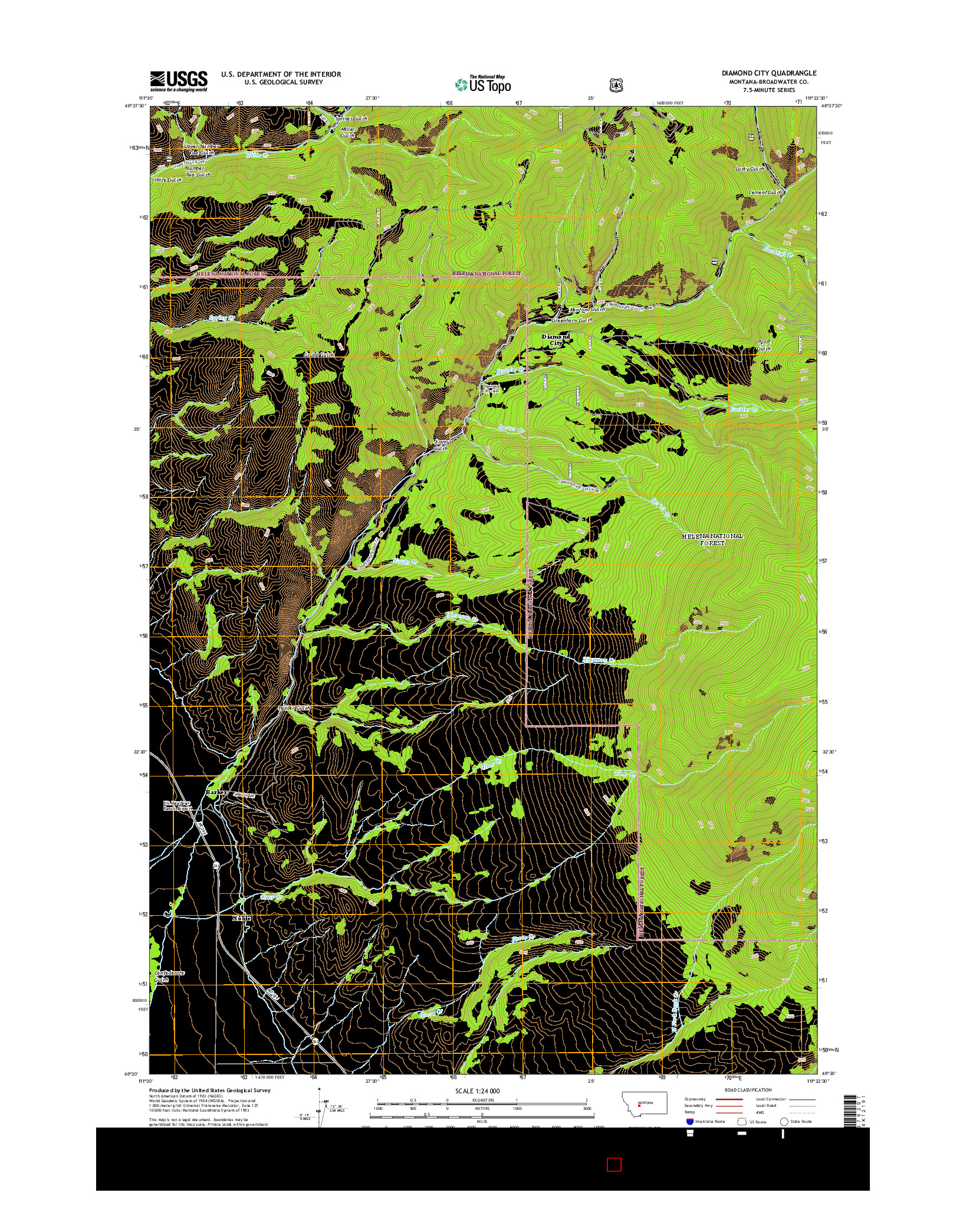 USGS US TOPO 7.5-MINUTE MAP FOR DIAMOND CITY, MT 2014