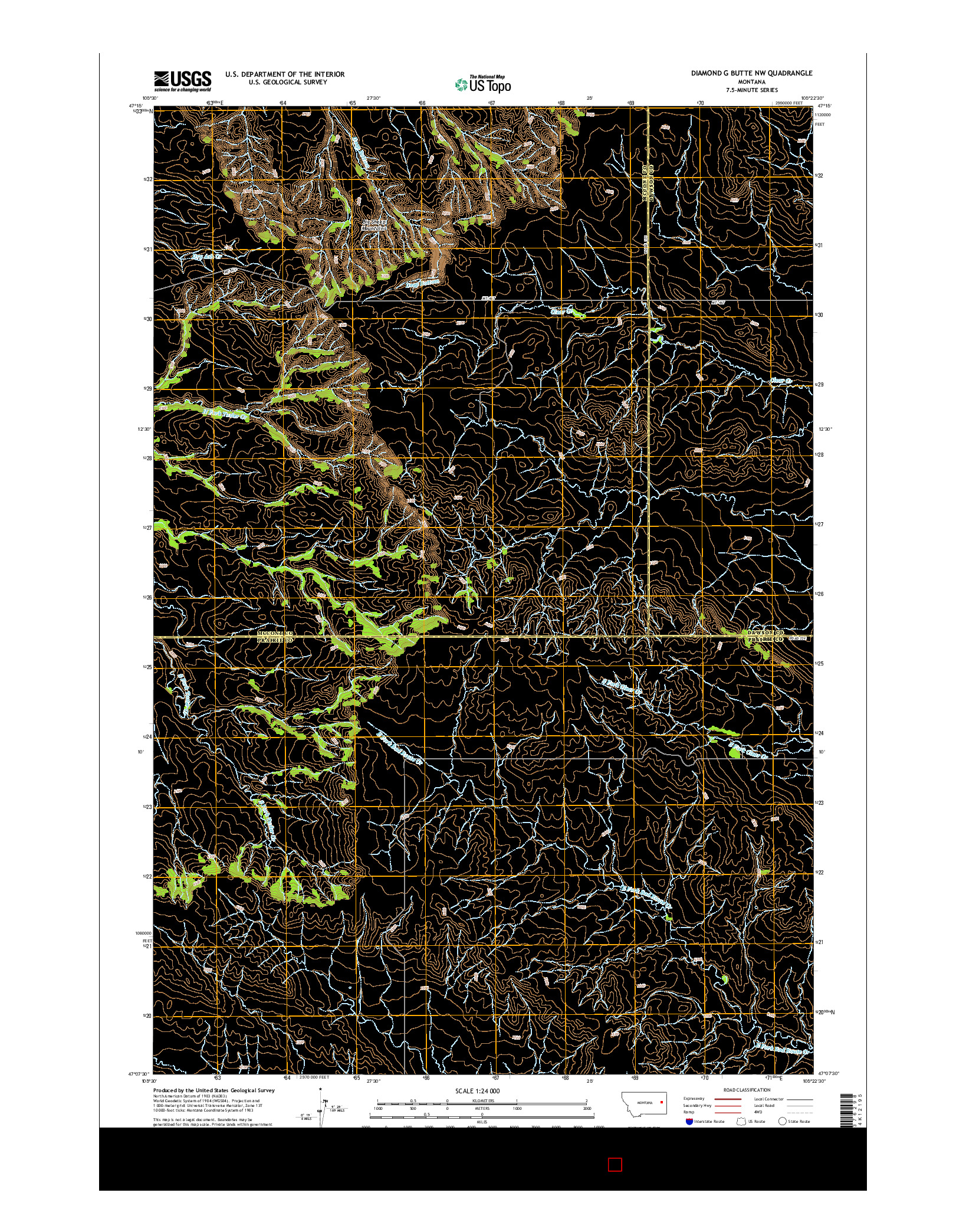 USGS US TOPO 7.5-MINUTE MAP FOR DIAMOND G BUTTE NW, MT 2014