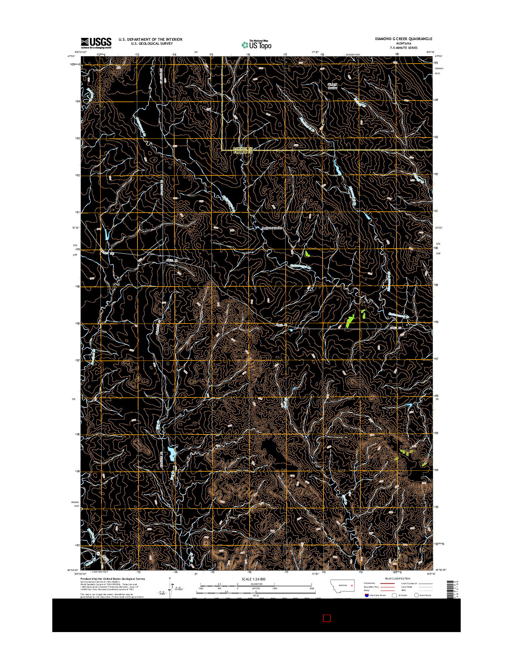 USGS US TOPO 7.5-MINUTE MAP FOR DIAMOND G CREEK, MT 2014