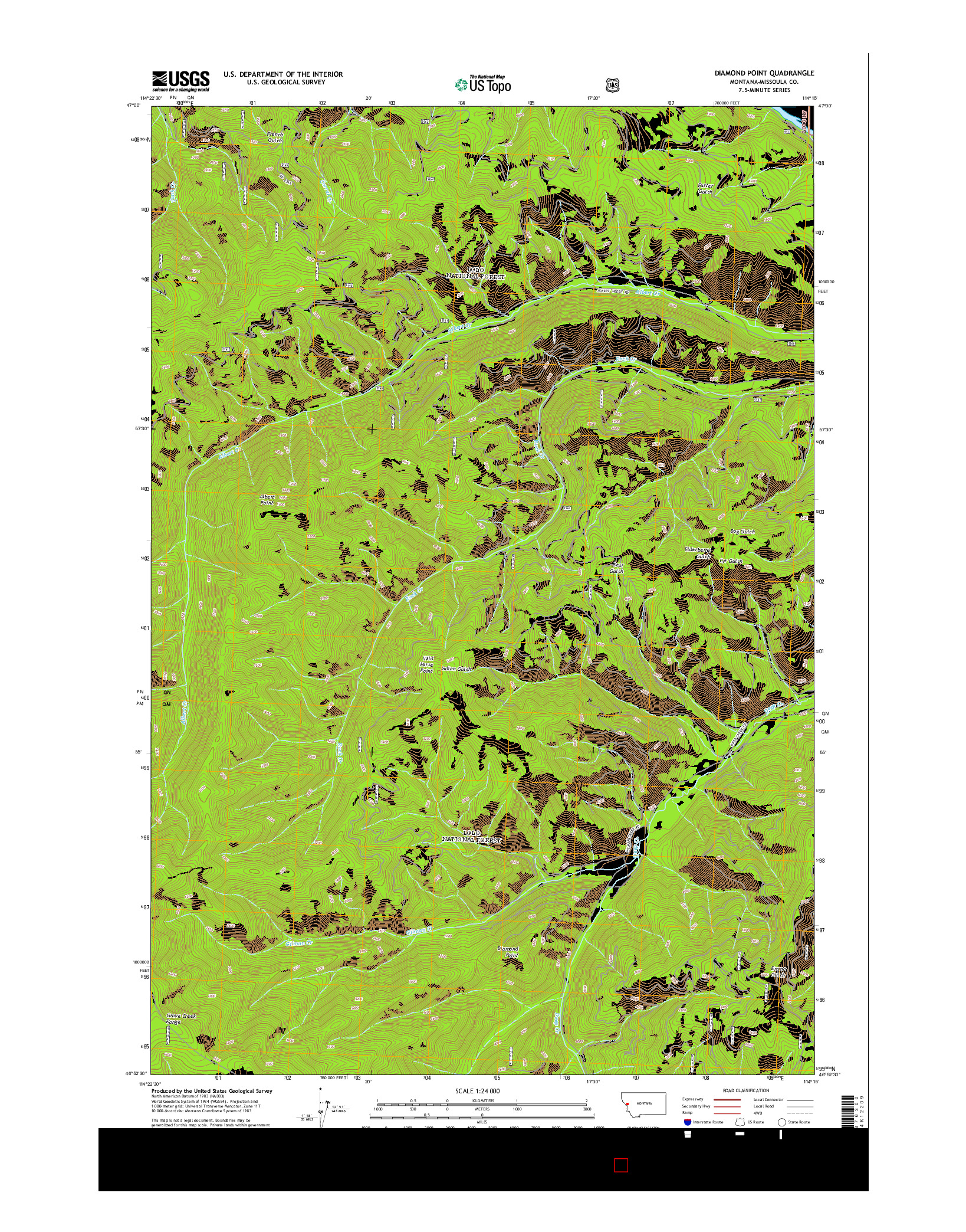 USGS US TOPO 7.5-MINUTE MAP FOR DIAMOND POINT, MT 2014