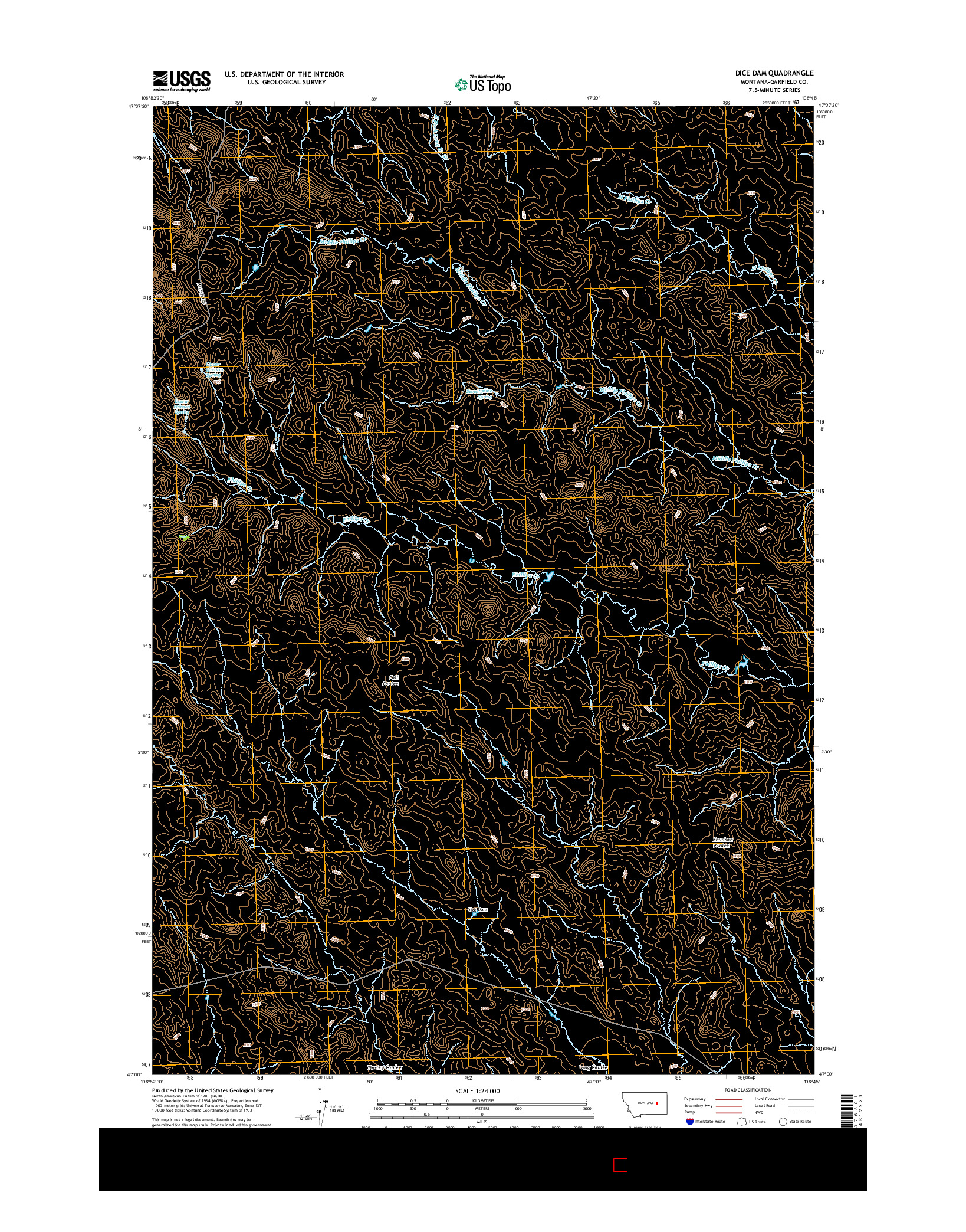 USGS US TOPO 7.5-MINUTE MAP FOR DICE DAM, MT 2014