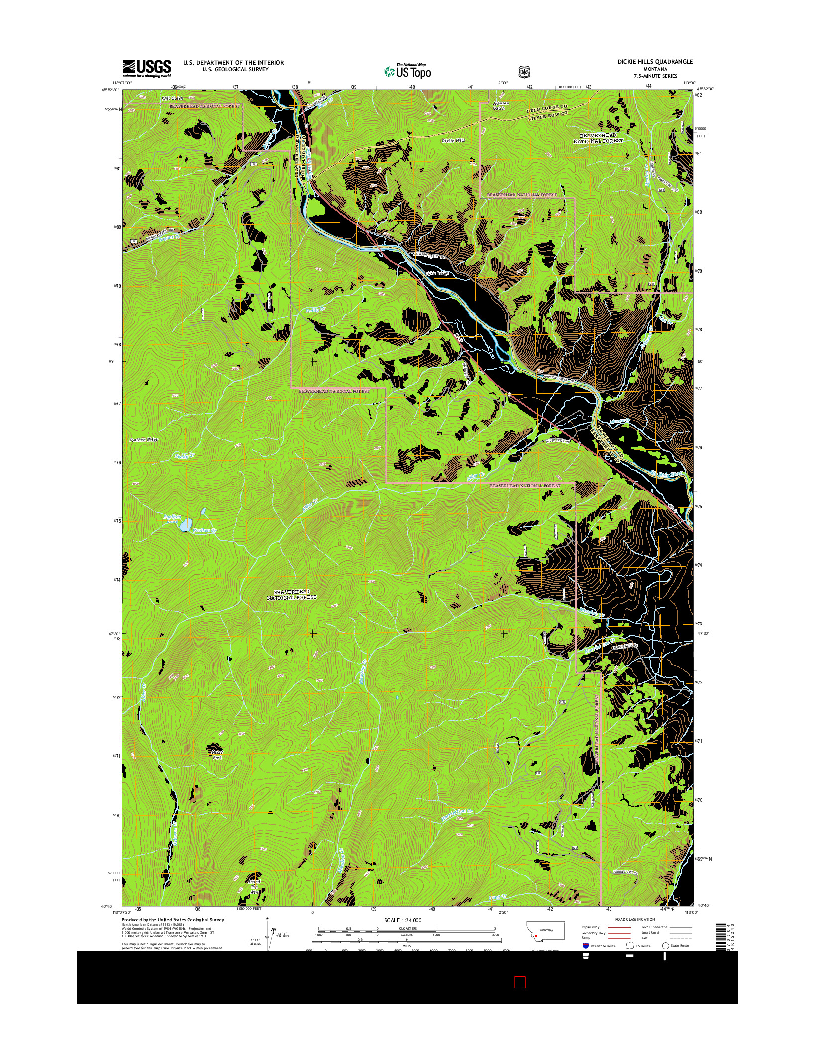 USGS US TOPO 7.5-MINUTE MAP FOR DICKIE HILLS, MT 2014