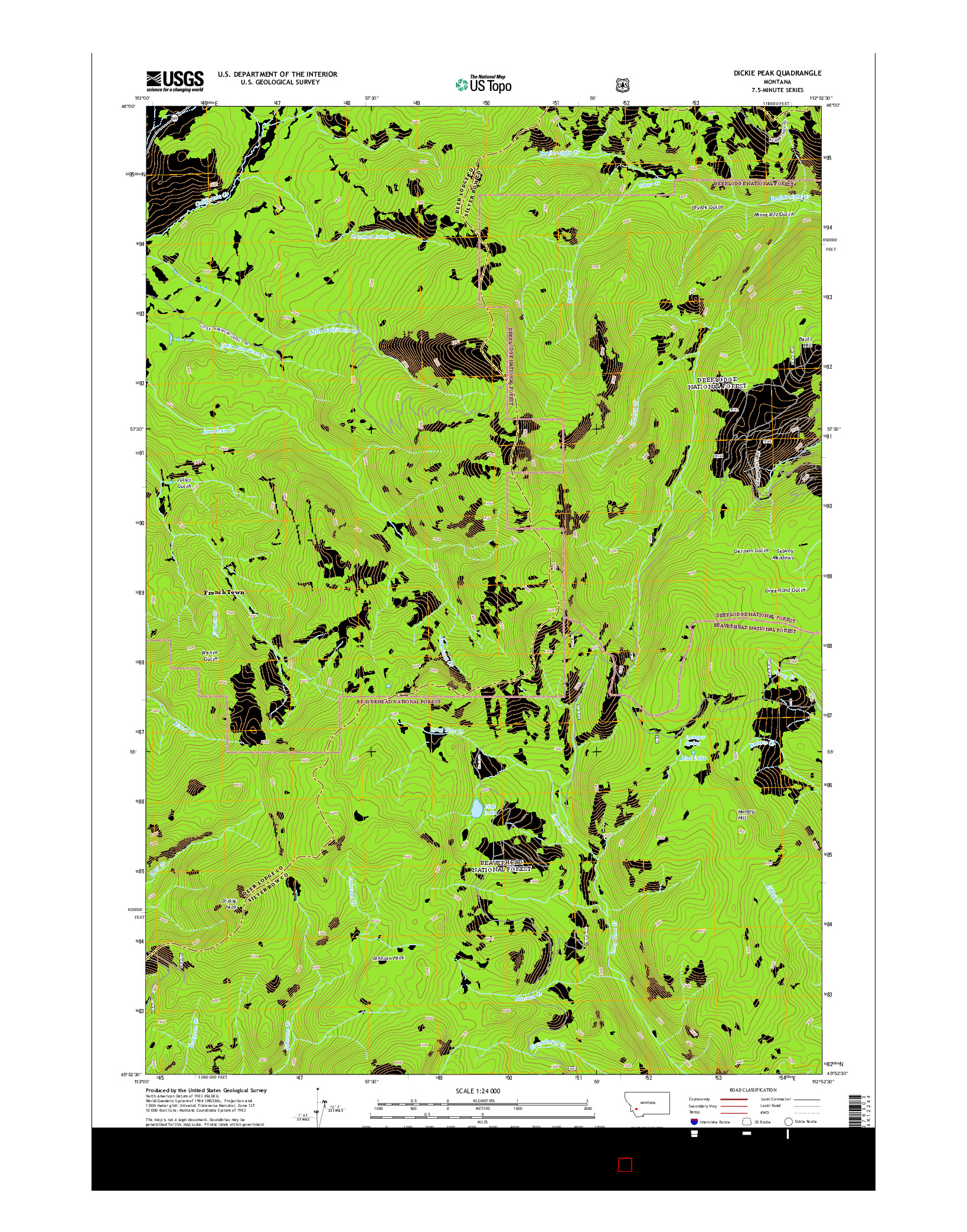 USGS US TOPO 7.5-MINUTE MAP FOR DICKIE PEAK, MT 2014